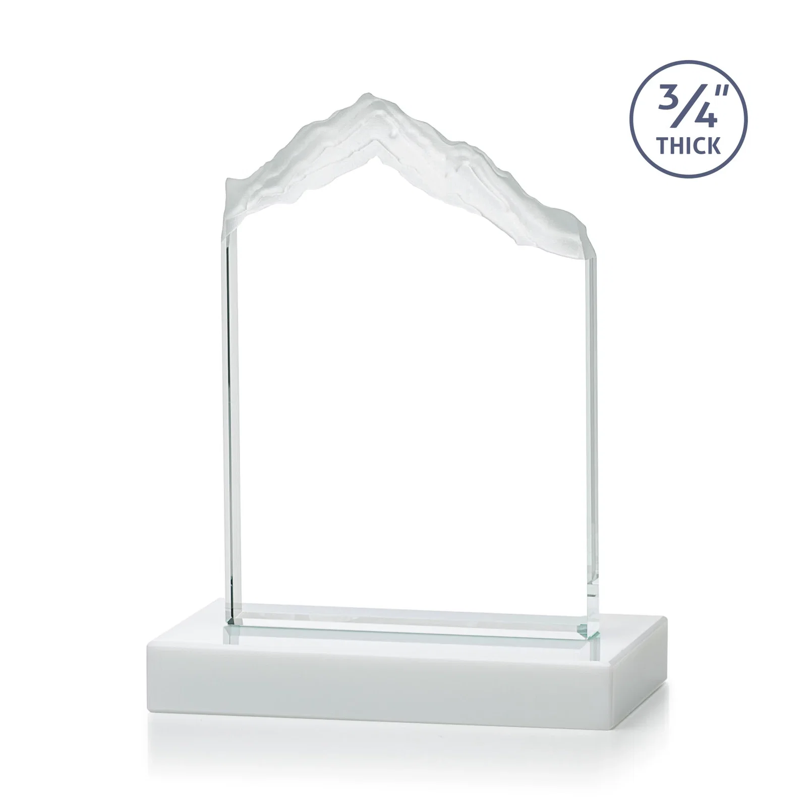Custom Jade Glass Mountain Award With Dual Imprint Areas Per Size, with your logo for volunteer appreciation