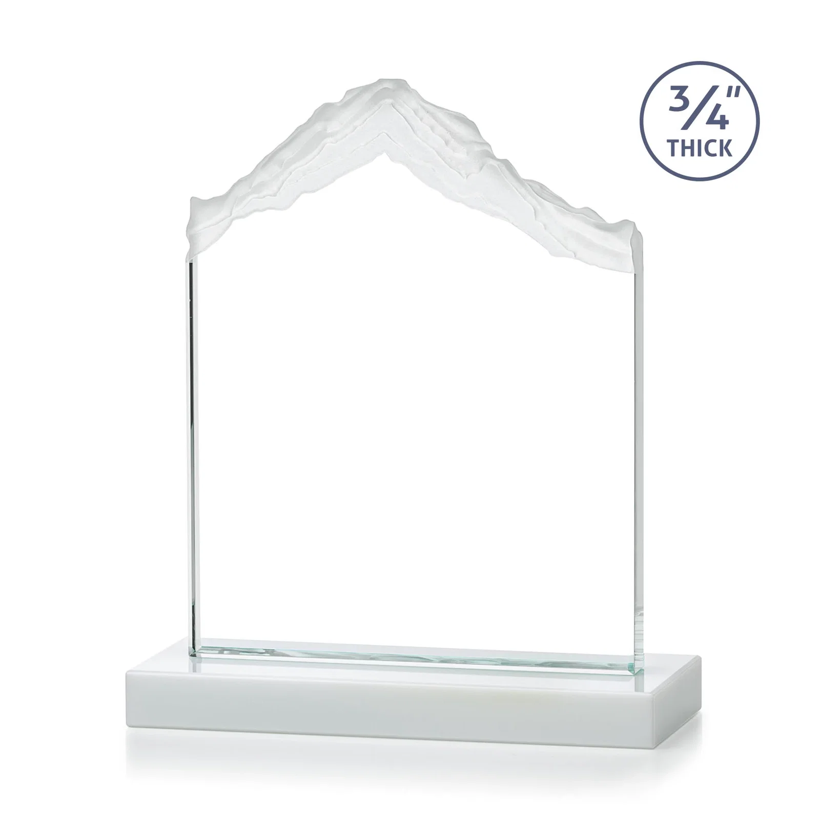 Custom Jade Glass Mountain Award With Dual Imprint Areas Per Size, with your logo for dealer and partner awards