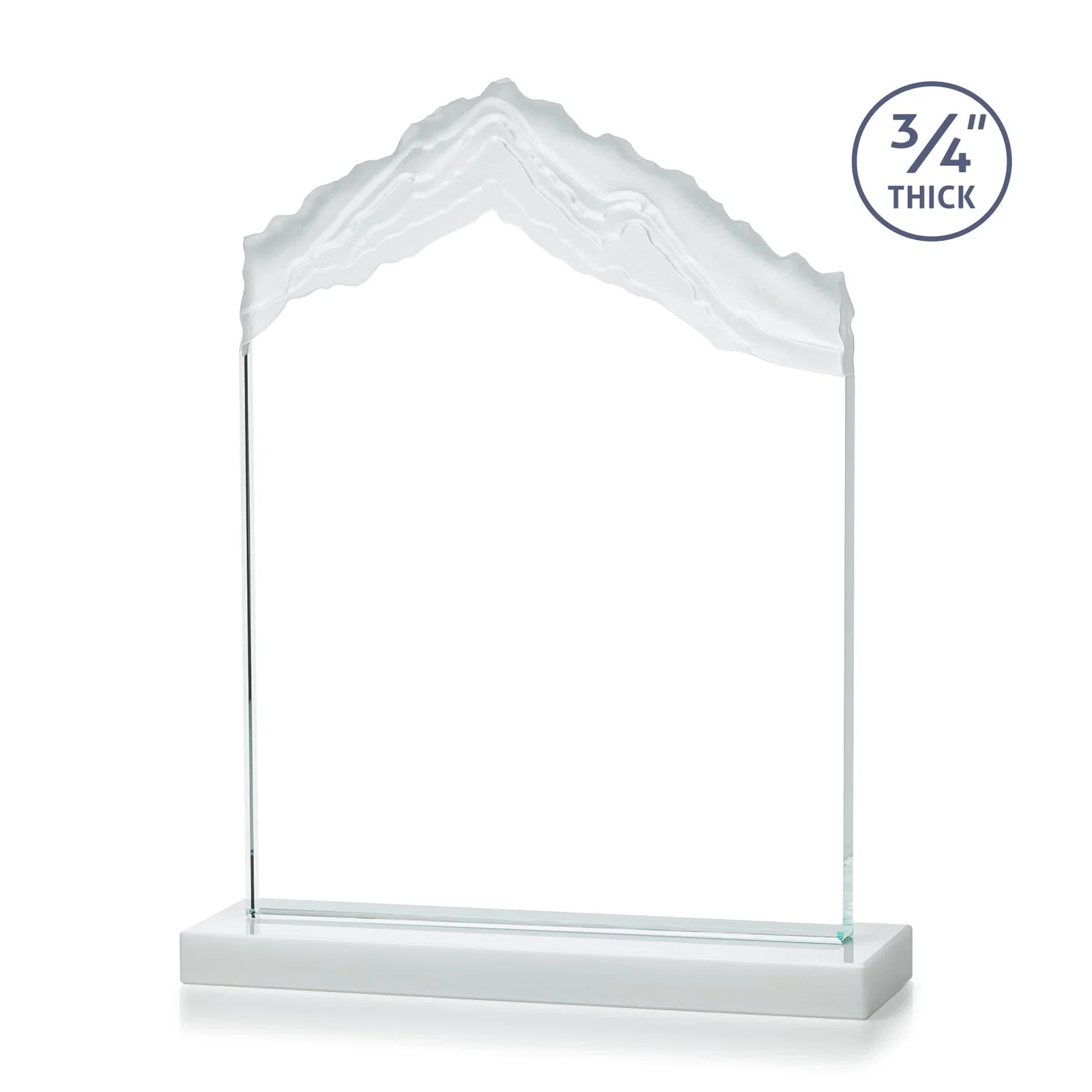 Custom Jade Glass Mountain Award With Dual Imprint Areas Per Size, with your logo for company anniversary events