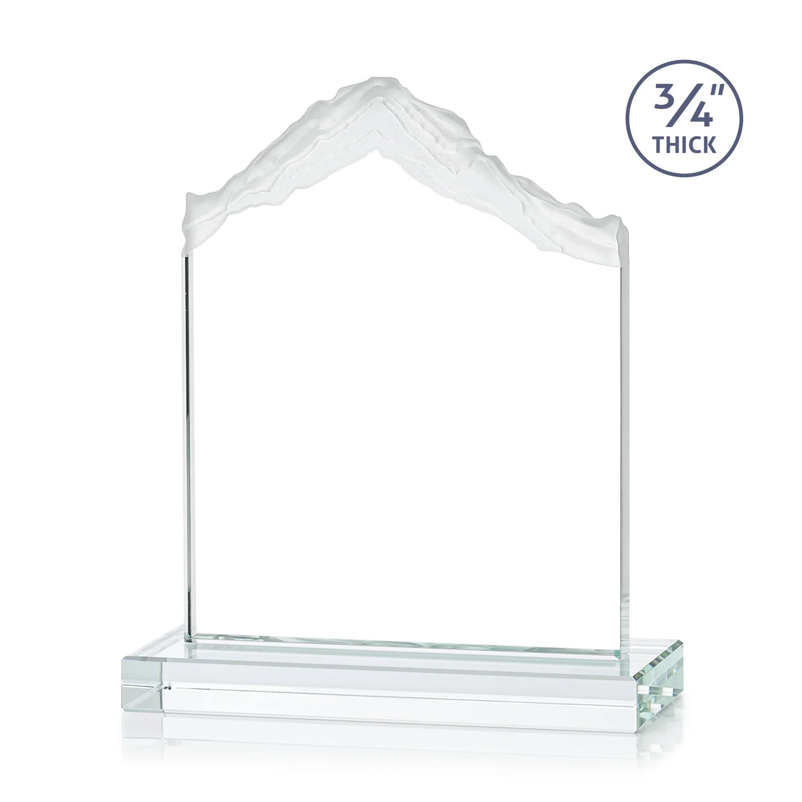 Personalized Jade Glass Mountain Award With Dual Imprint Areas Per Size, with your logo for employee recognition