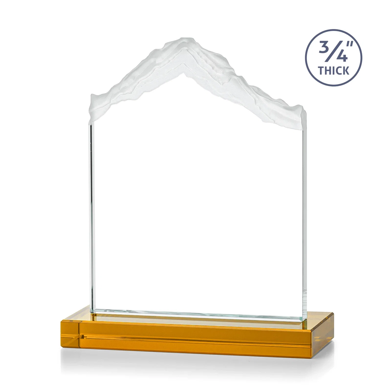 Personalized Jade Glass Mountain Award With Dual Imprint Areas Per Size, with your logo for corporate award ceremonies