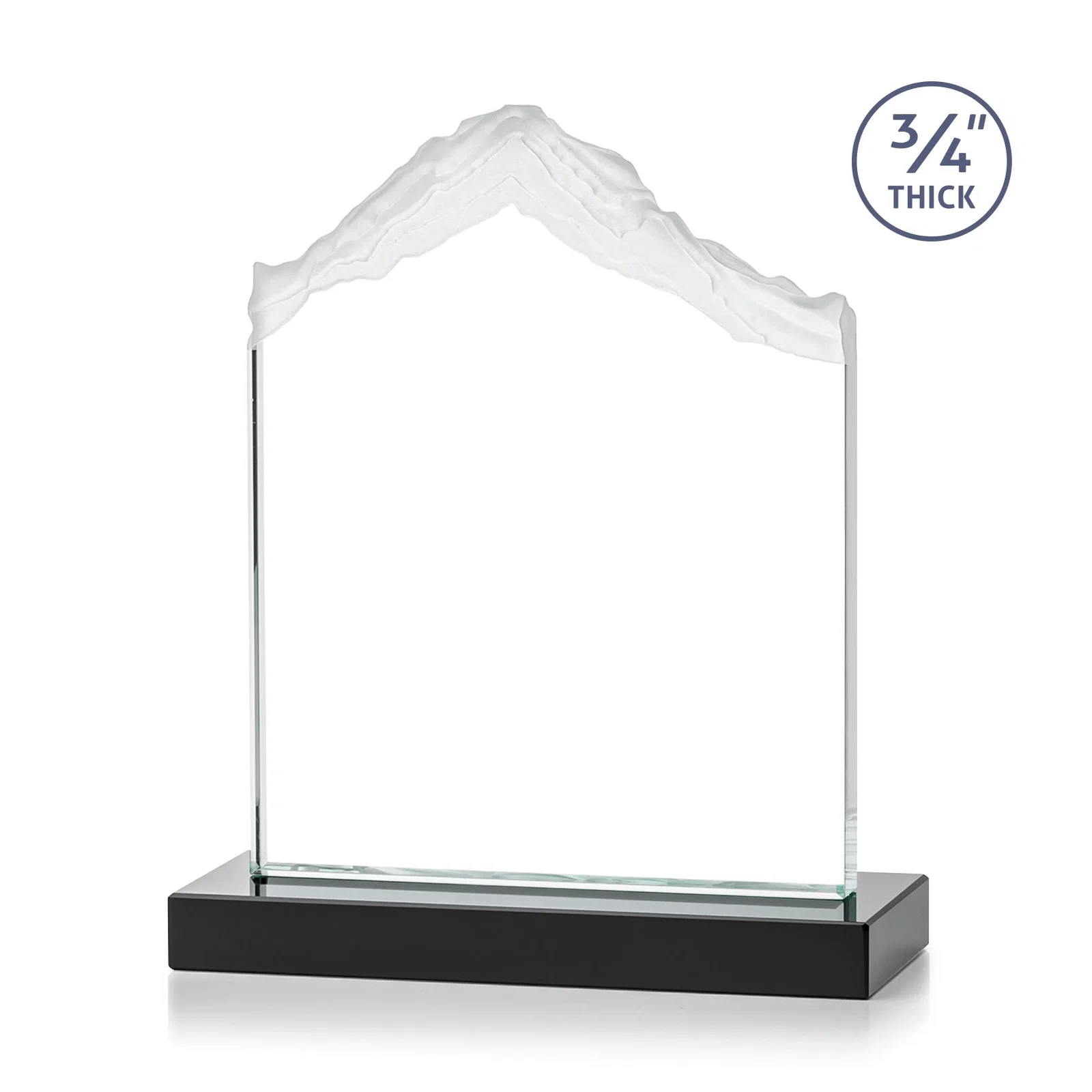 Personalized Jade Glass Mountain Award With Dual Imprint Areas Per Size, with your logo for sales achievement awards