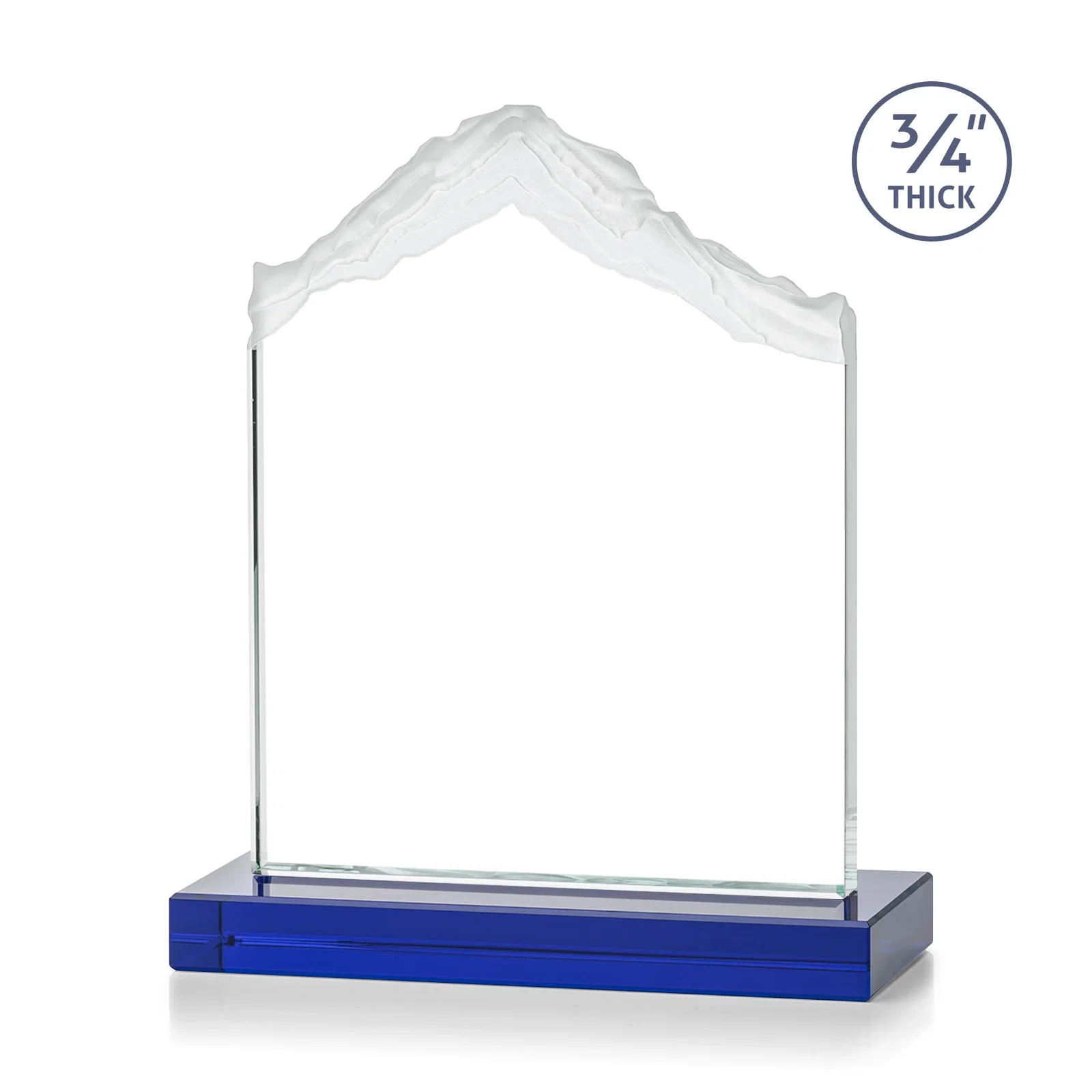 Personalized Jade Glass Mountain Award With Dual Imprint Areas Per Size, with your logo for retirement presentations