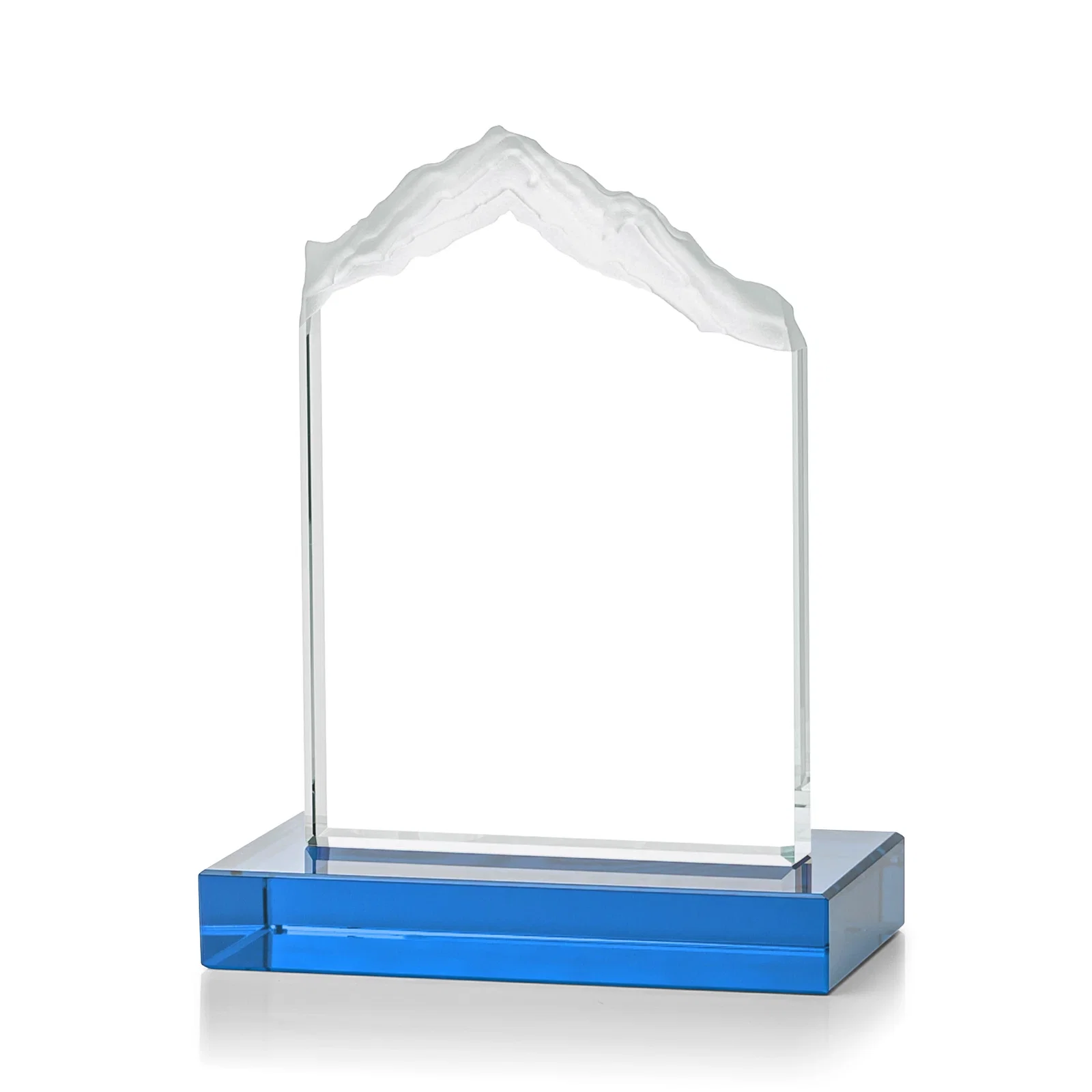 Personalized Jade Glass Mountain Award With Dual Imprint Areas Per Size, with your logo for donor appreciation