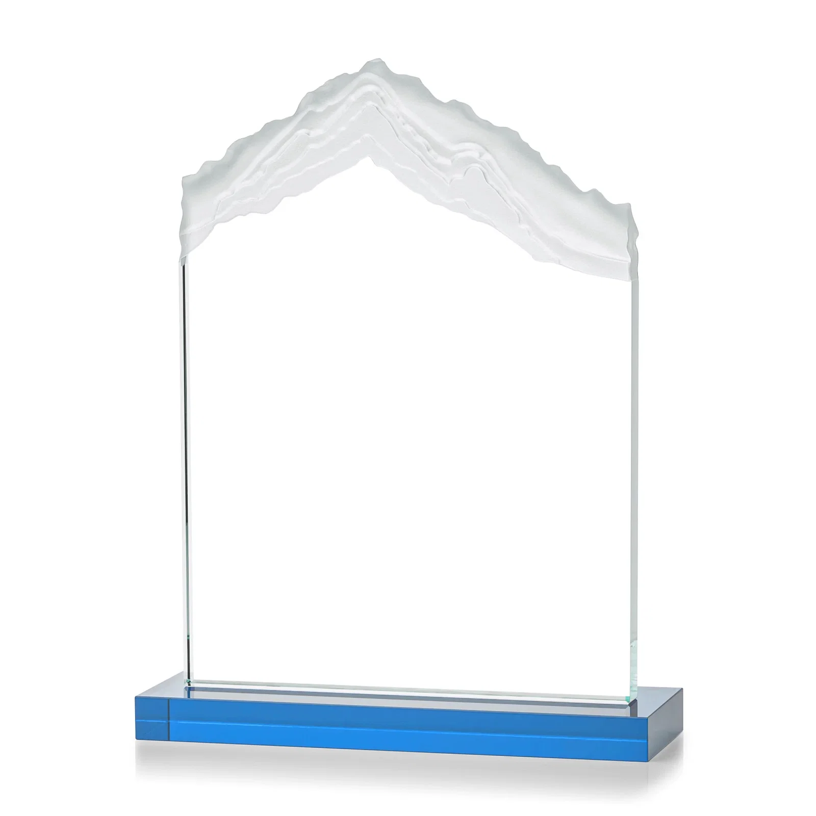 Personalized Jade Glass Mountain Award With Dual Imprint Areas Per Size, with your logo for safety achievement programs