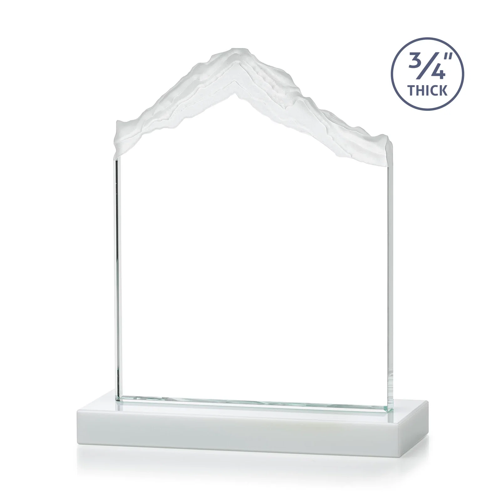 Personalized Jade Glass Mountain Award With Dual Imprint Areas Per Size, with your logo for volunteer appreciation