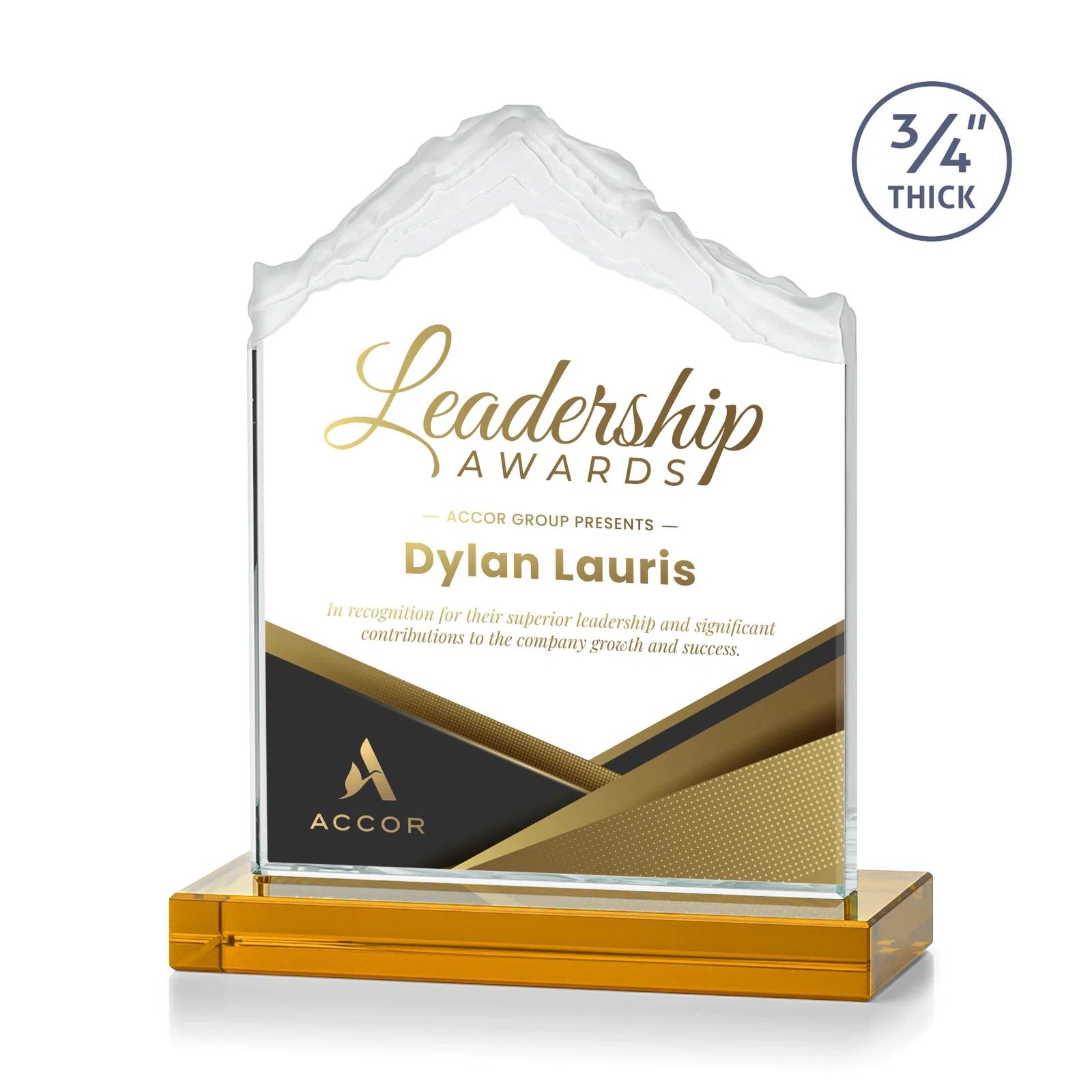 Branded Jade Glass Mountain Award With Dual Imprint Areas Per Size for graduation ceremonies