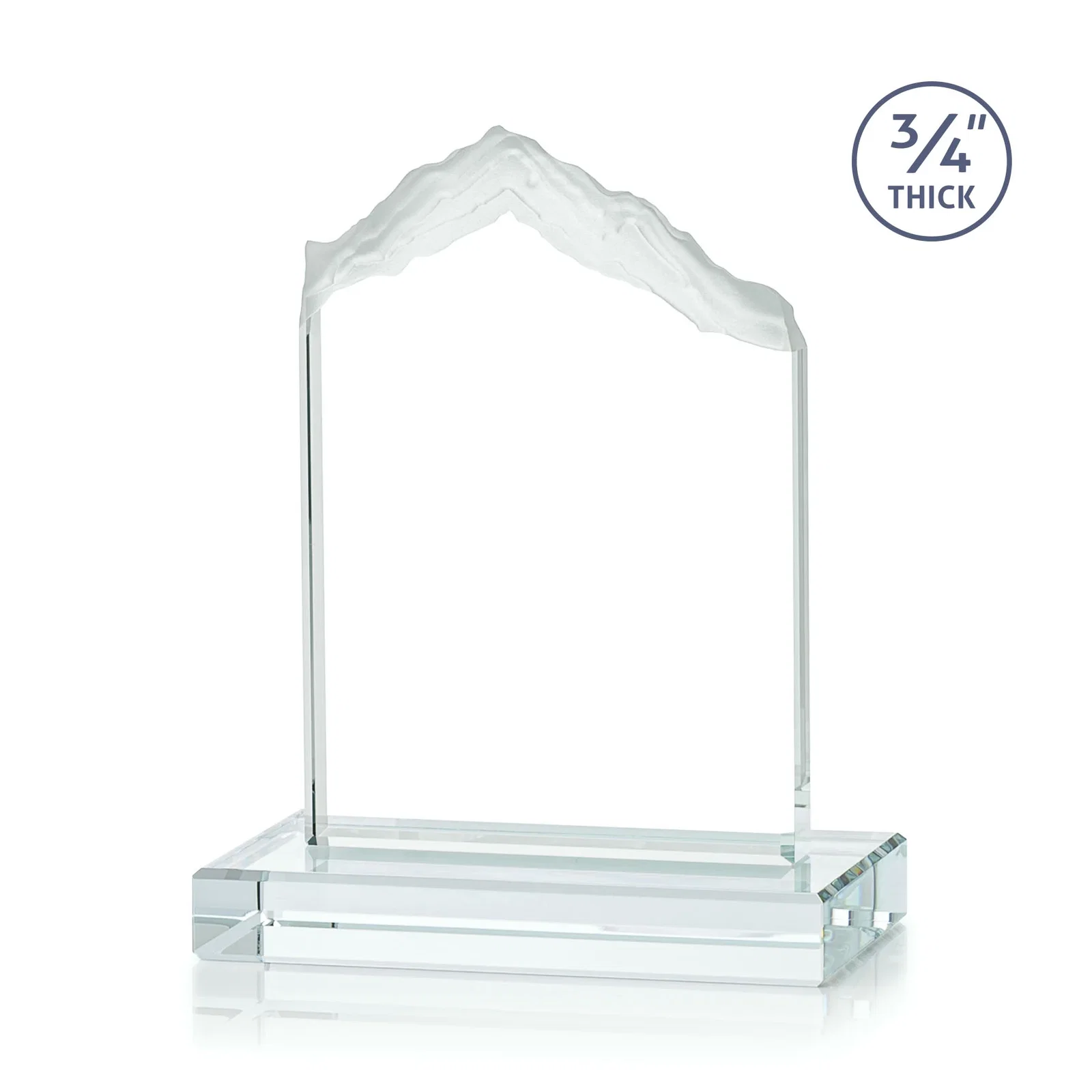 Customized Jade Glass Mountain Award With Dual Imprint Areas Per Size for volunteer appreciation