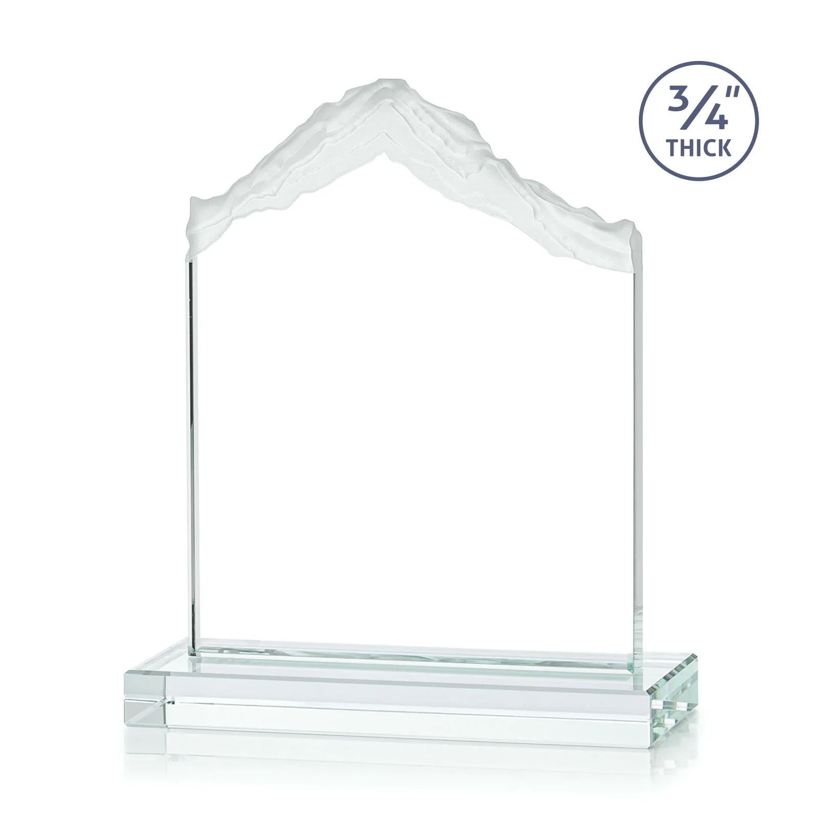 Customized Jade Glass Mountain Award With Dual Imprint Areas Per Size for dealer and partner awards