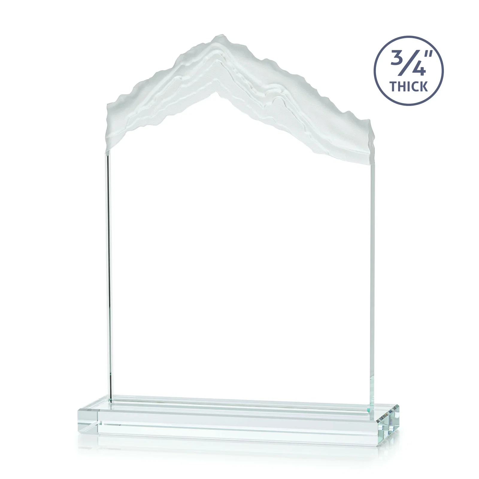 Customized Jade Glass Mountain Award With Dual Imprint Areas Per Size for company anniversary events