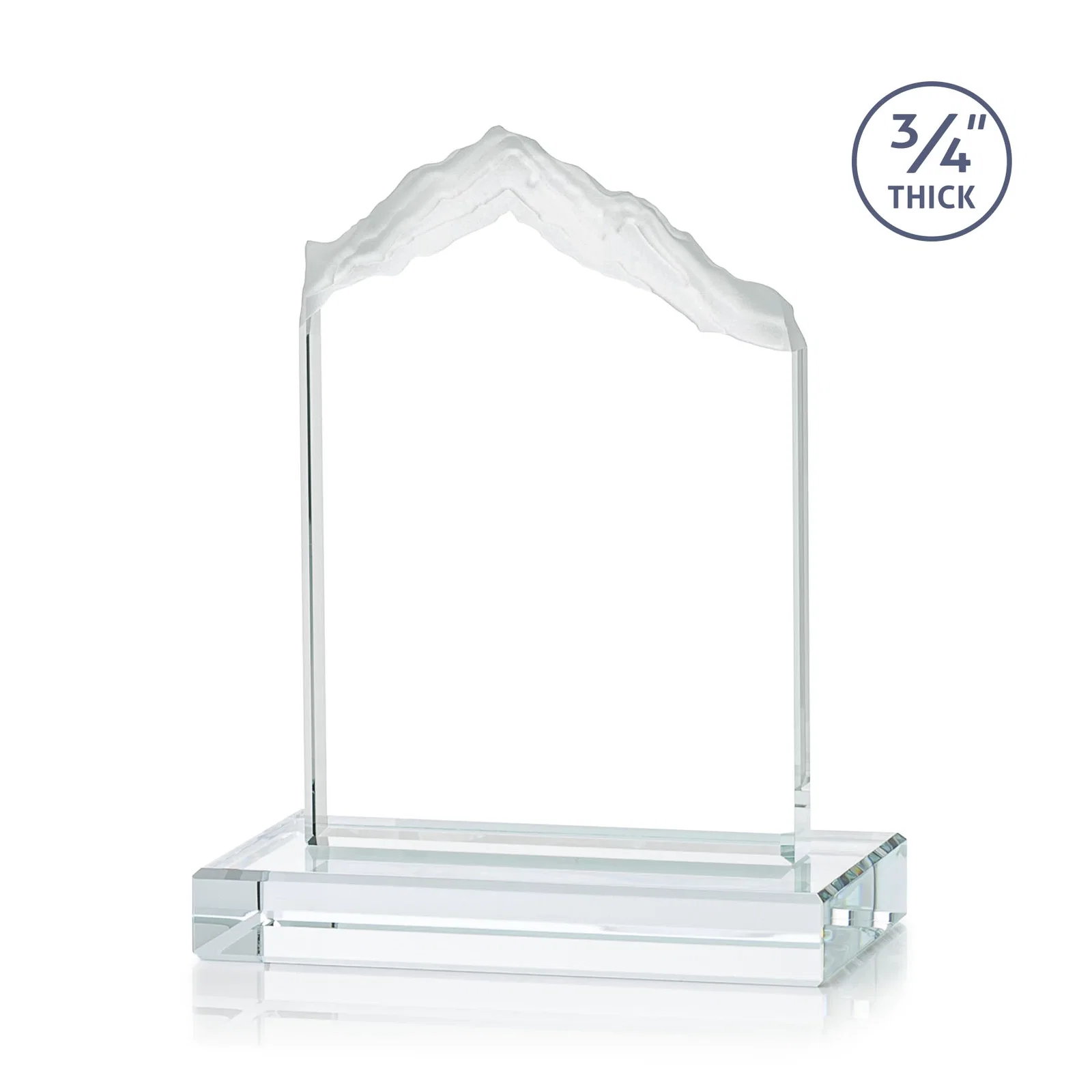 Custom engraved Jade Glass Mountain Award With Dual Imprint Areas Per Size for employee recognition