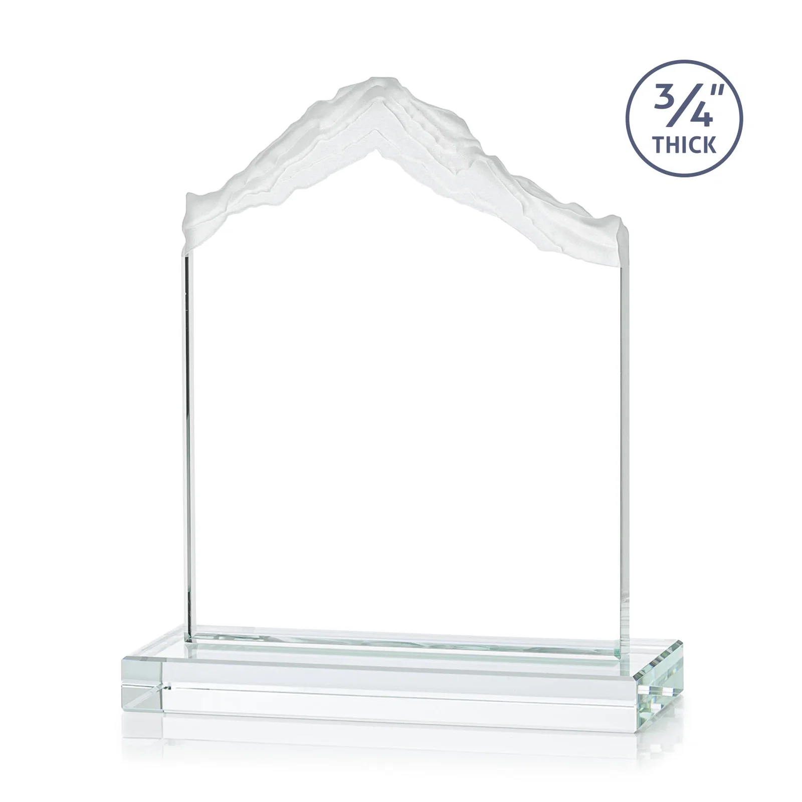 Custom engraved Jade Glass Mountain Award With Dual Imprint Areas Per Size for corporate award ceremonies