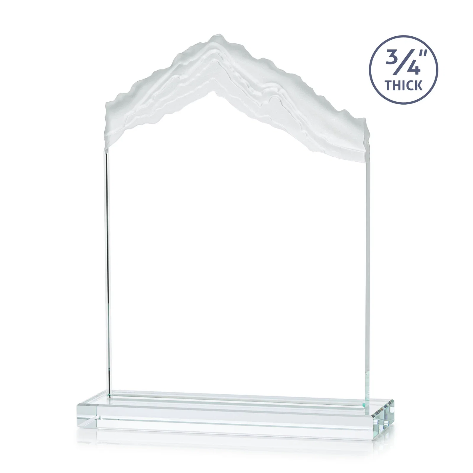 Custom engraved Jade Glass Mountain Award With Dual Imprint Areas Per Size for service anniversary gifts