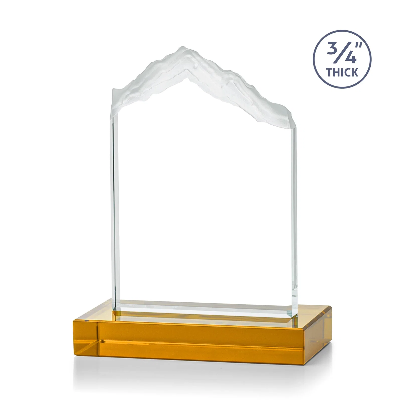 Custom engraved Jade Glass Mountain Award With Dual Imprint Areas Per Size for sales achievement awards