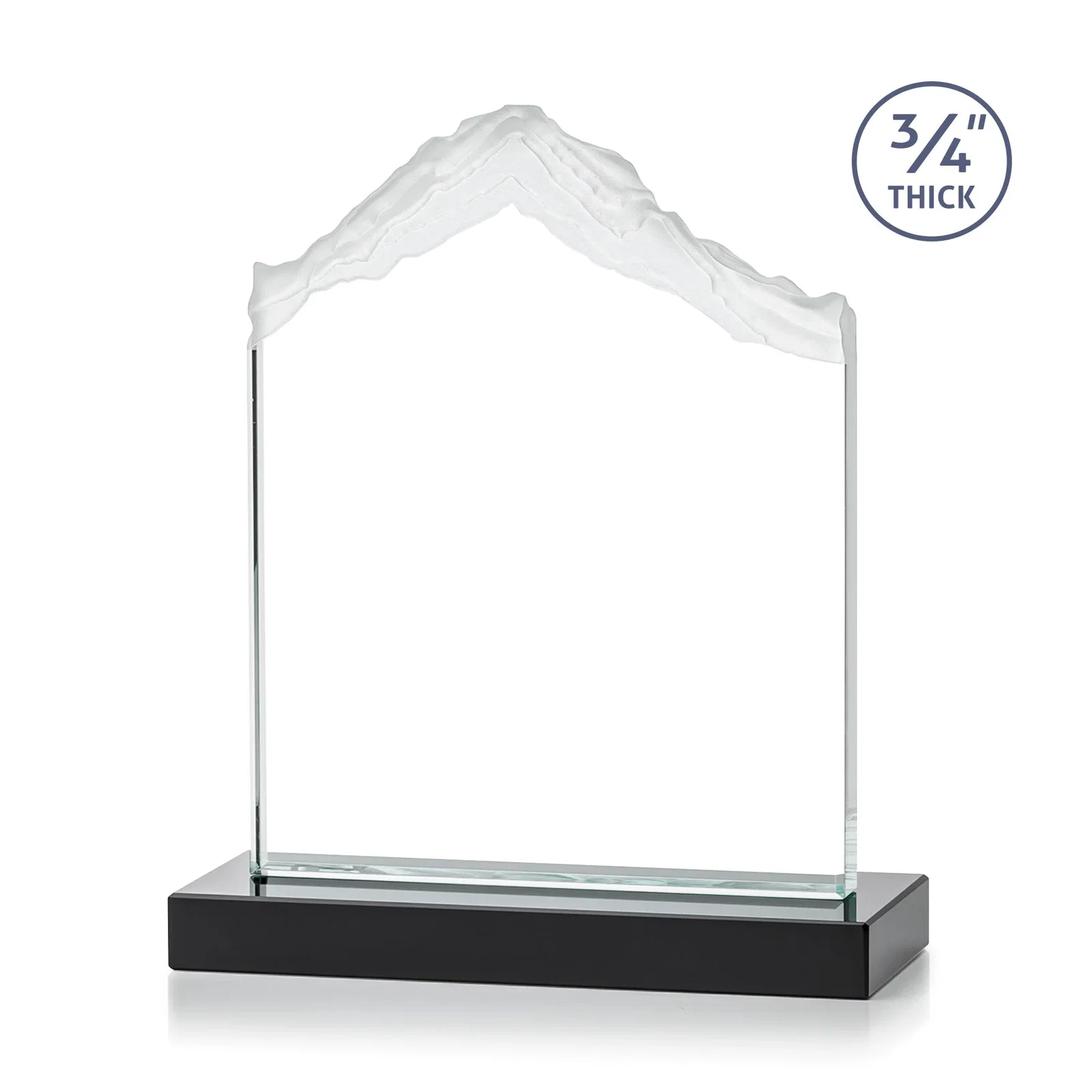 Custom engraved Jade Glass Mountain Award With Dual Imprint Areas Per Size for dealer and partner awards