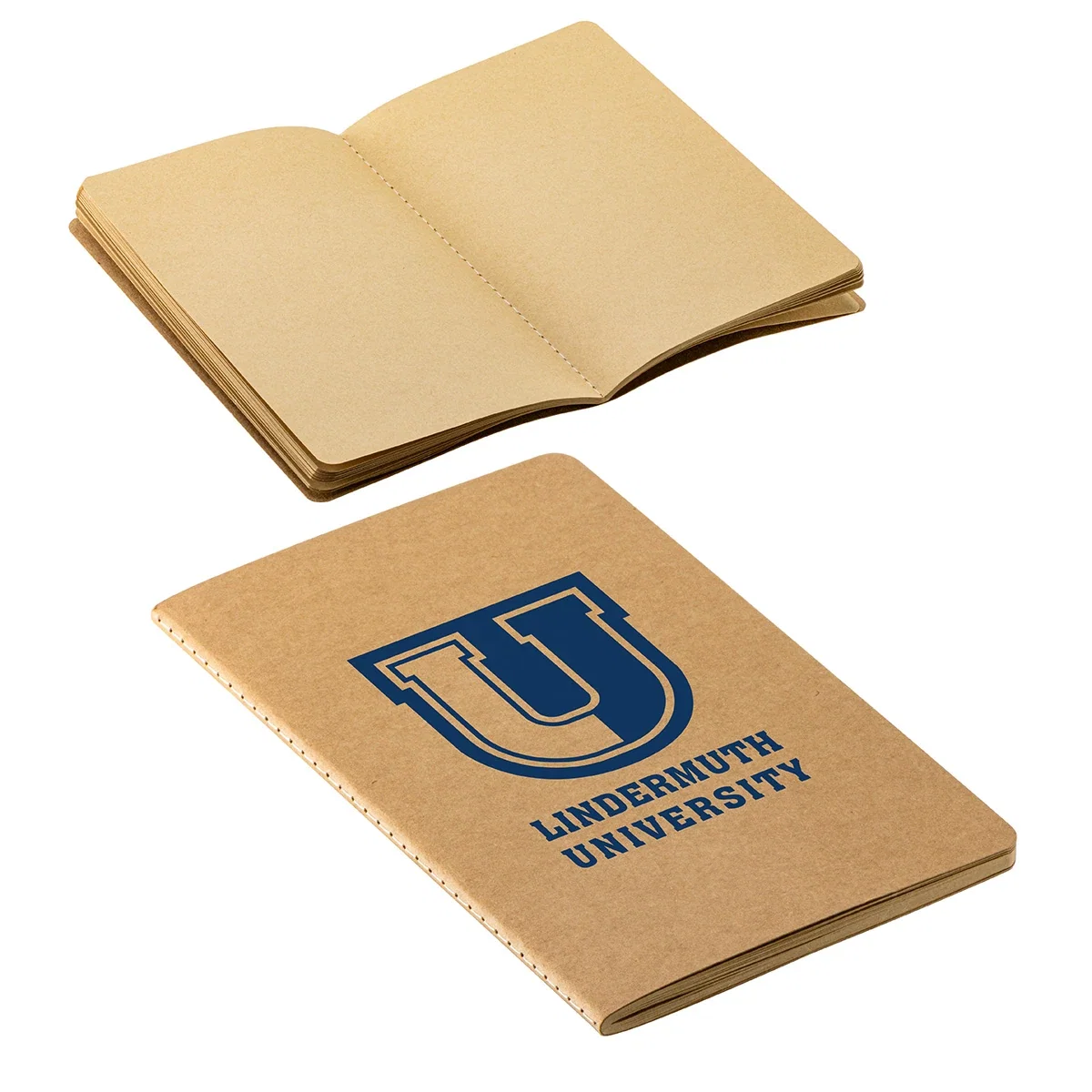 Custom Evergreen Kraft Notebook, front view of the branded kraft-cover notebook