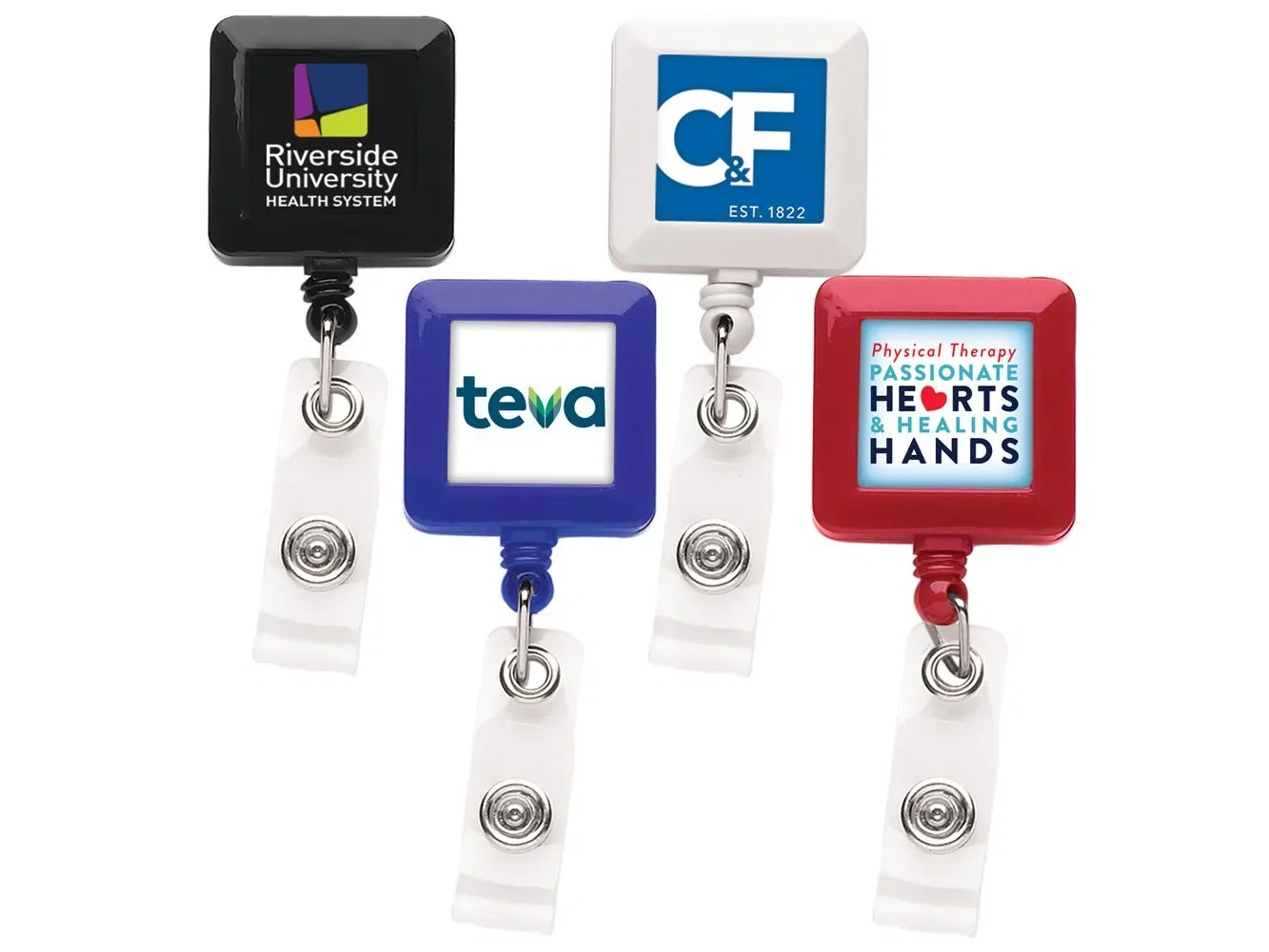Everyday Retractable Opaque Badge Reel - Round & Square Shape — view 3