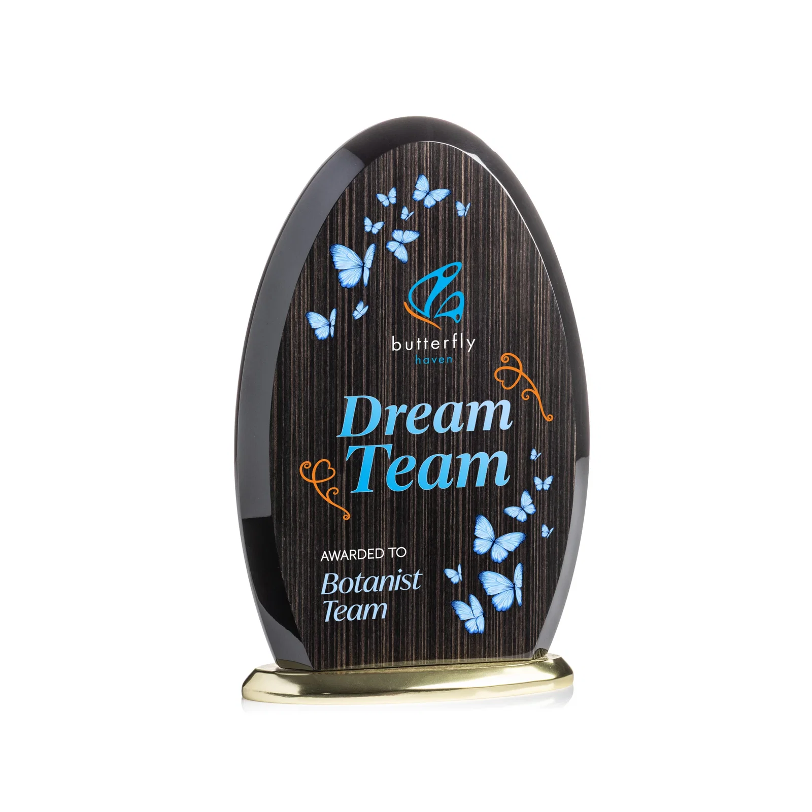 Custom Freestanding Slatewood Composite Arch Award on Aluminum Base for volunteer appreciation