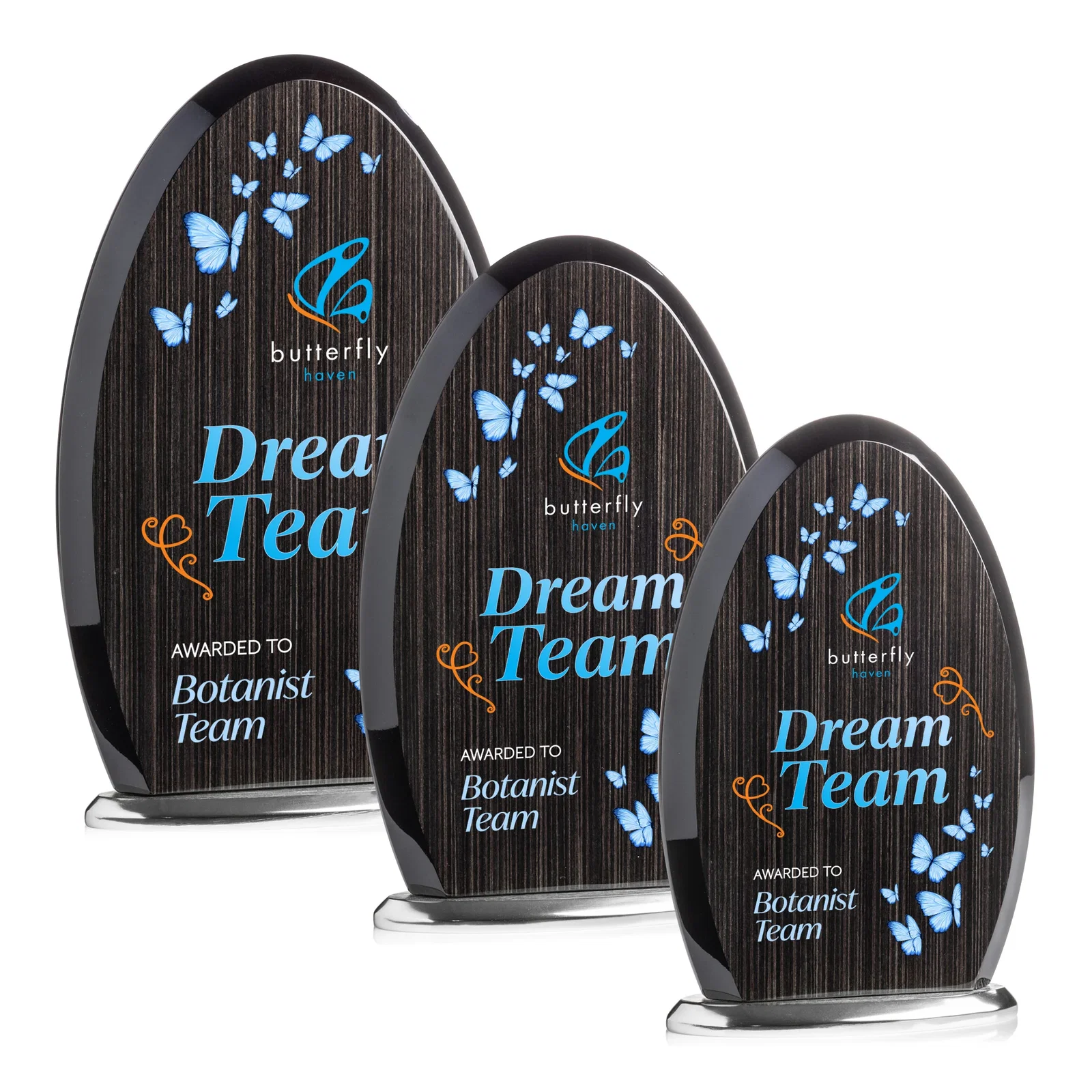 Personalized Freestanding Slatewood Composite Arch Award on Aluminum Base for employee recognition