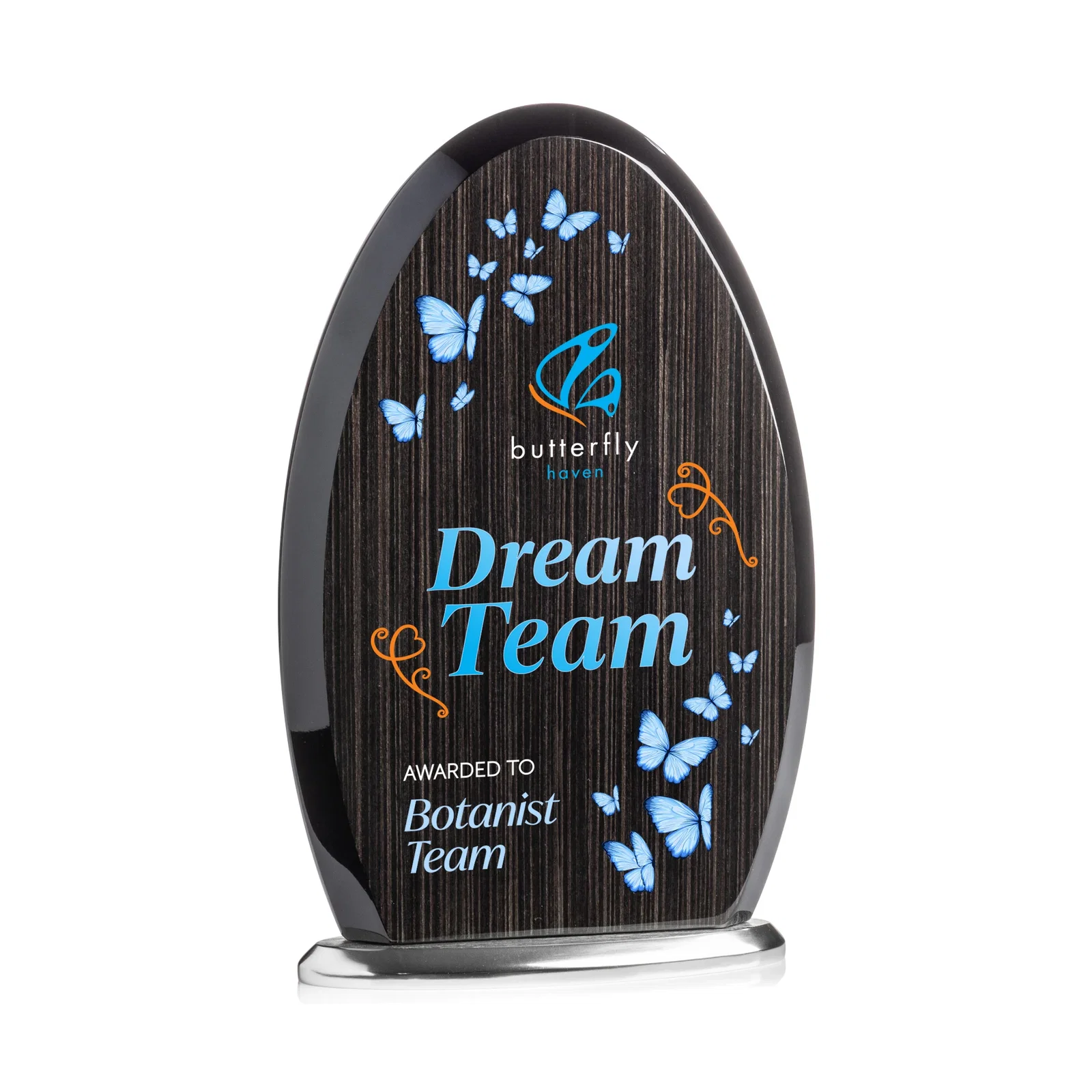 Personalized Freestanding Slatewood Composite Arch Award on Aluminum Base for service anniversary gifts