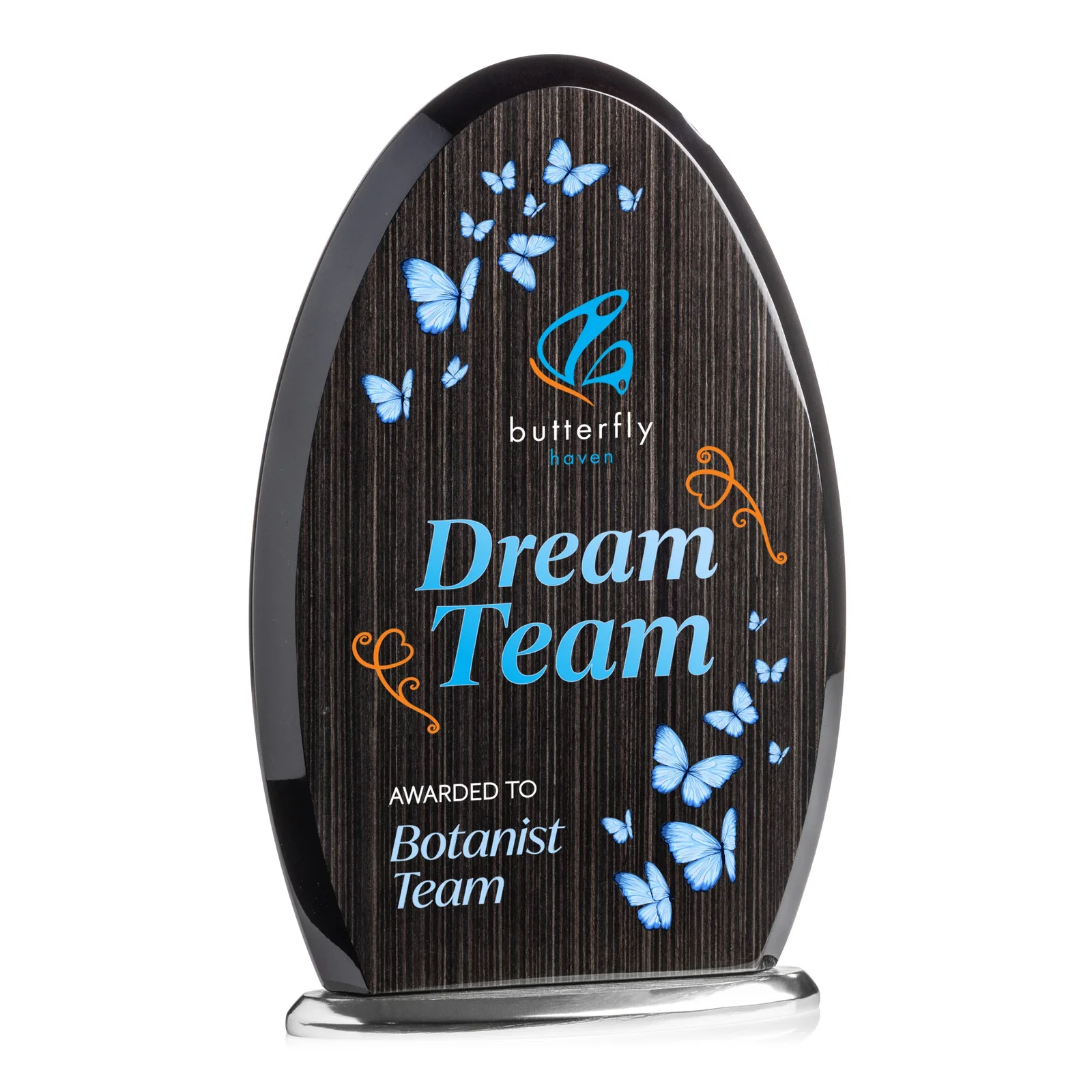 Personalized Freestanding Slatewood Composite Arch Award on Aluminum Base for sales achievement awards