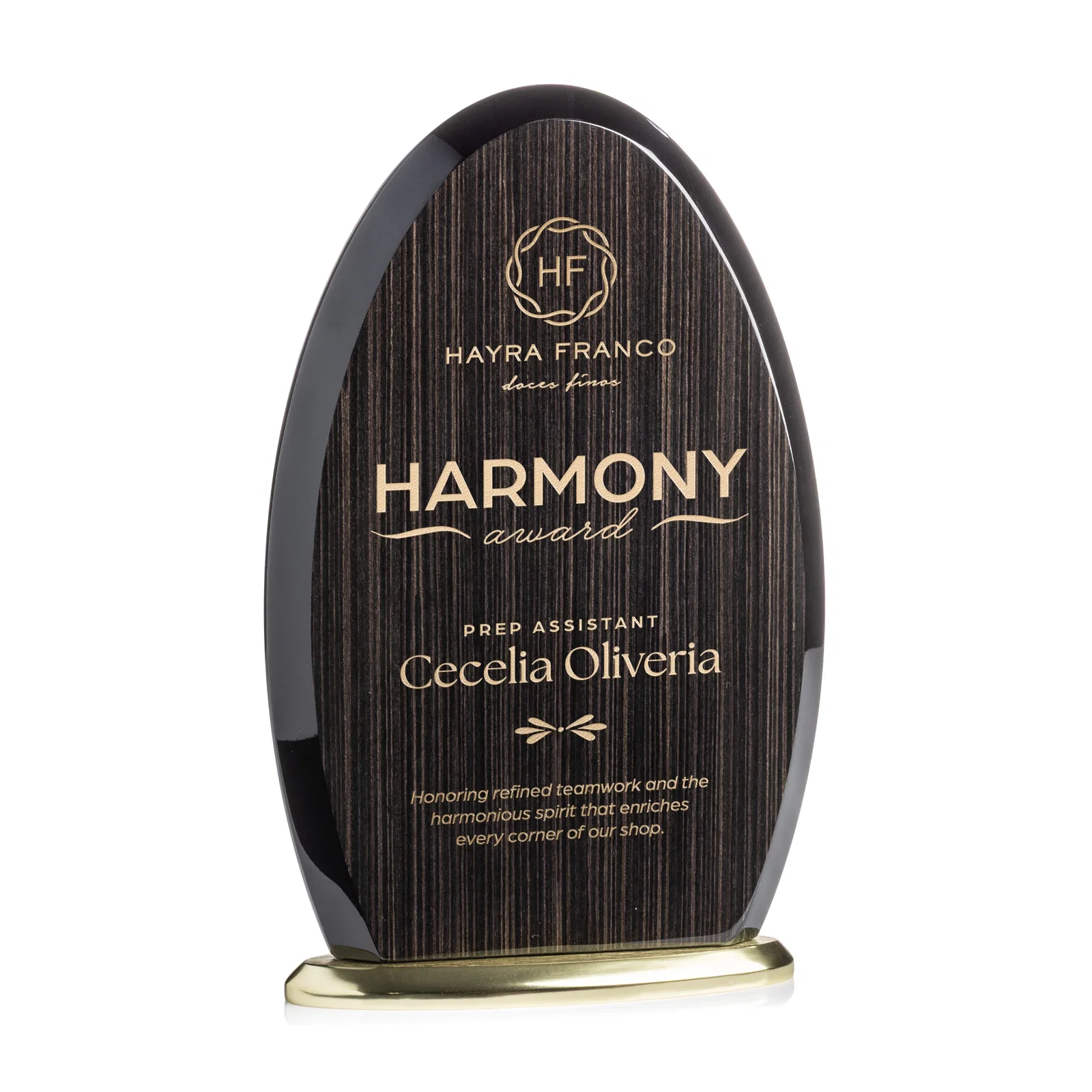 Custom Freestanding Slatewood Composite Arch Award on Aluminum Base for service anniversary gifts