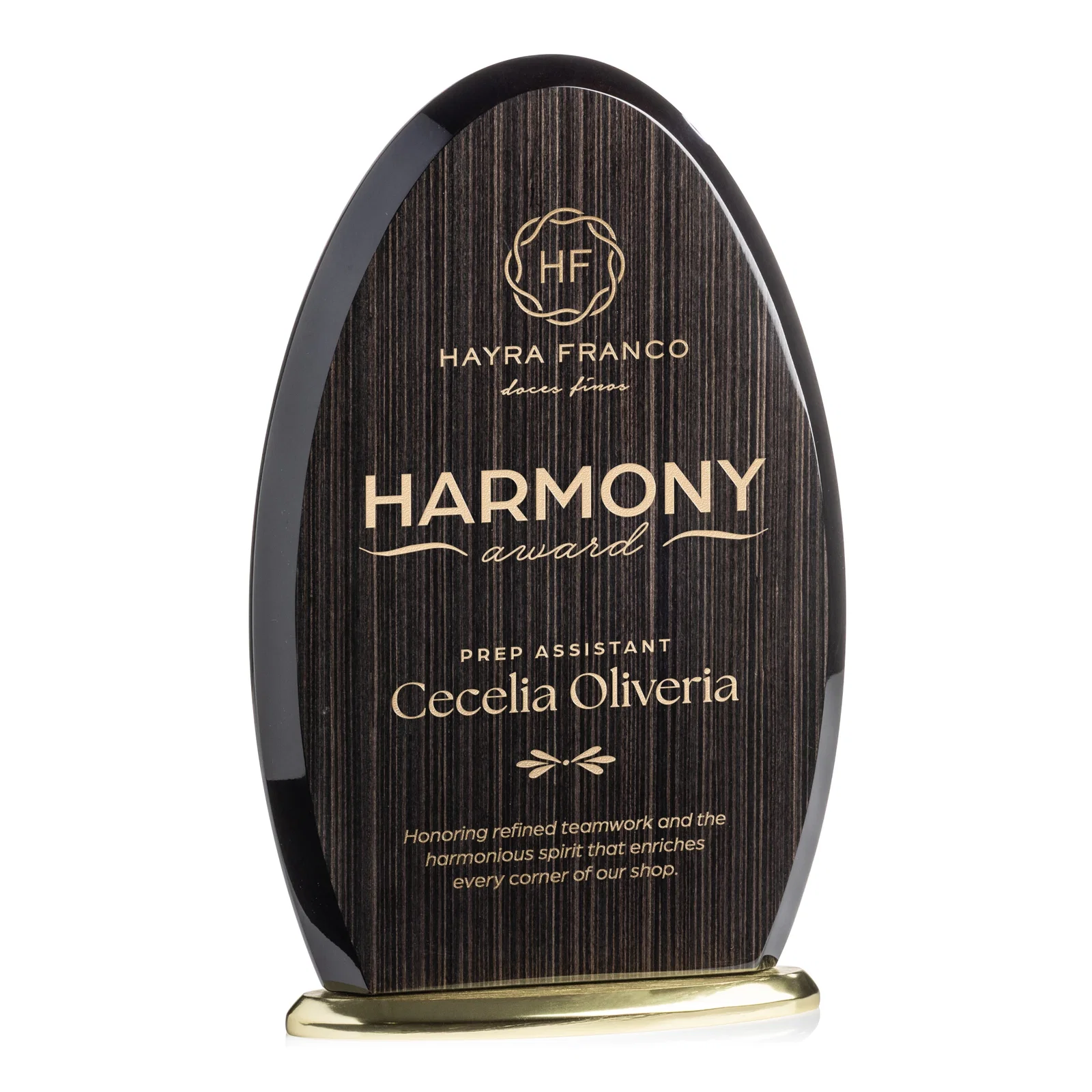 Custom Freestanding Slatewood Composite Arch Award on Aluminum Base for sales achievement awards