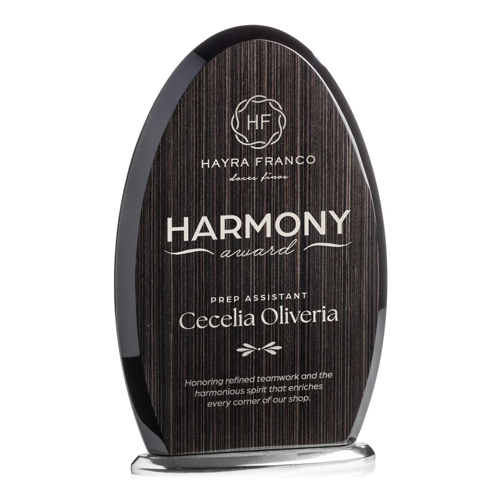 Custom Freestanding Slatewood Composite Arch Award on Aluminum Base for graduation ceremonies