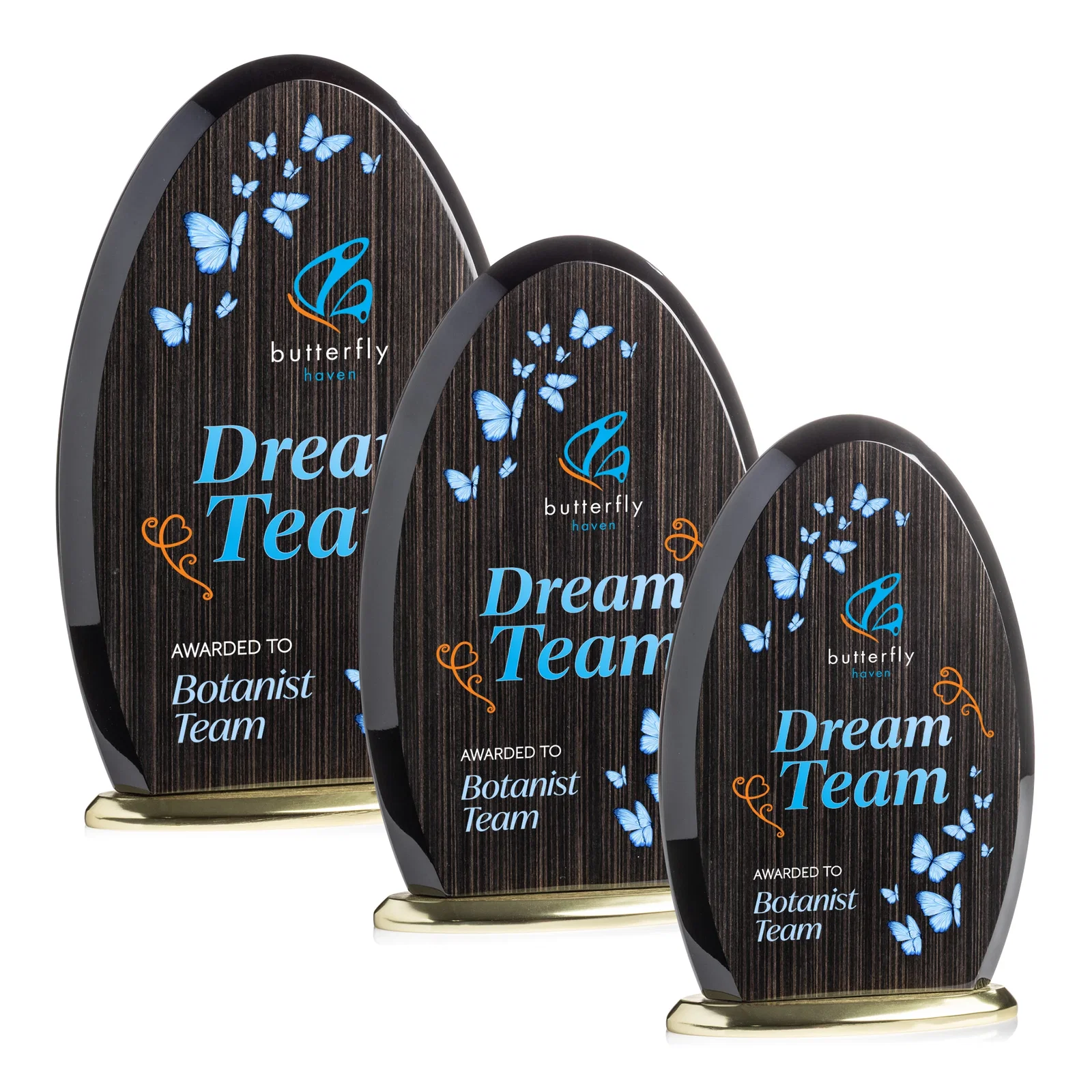 Custom Freestanding Slatewood Composite Arch Award on Aluminum Base for safety achievement programs