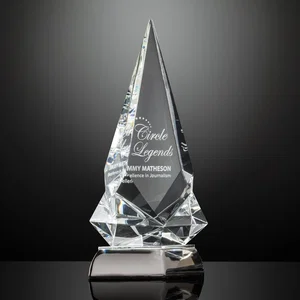 Optical Crystal Spear Award on Mirror-Topped Metal Base