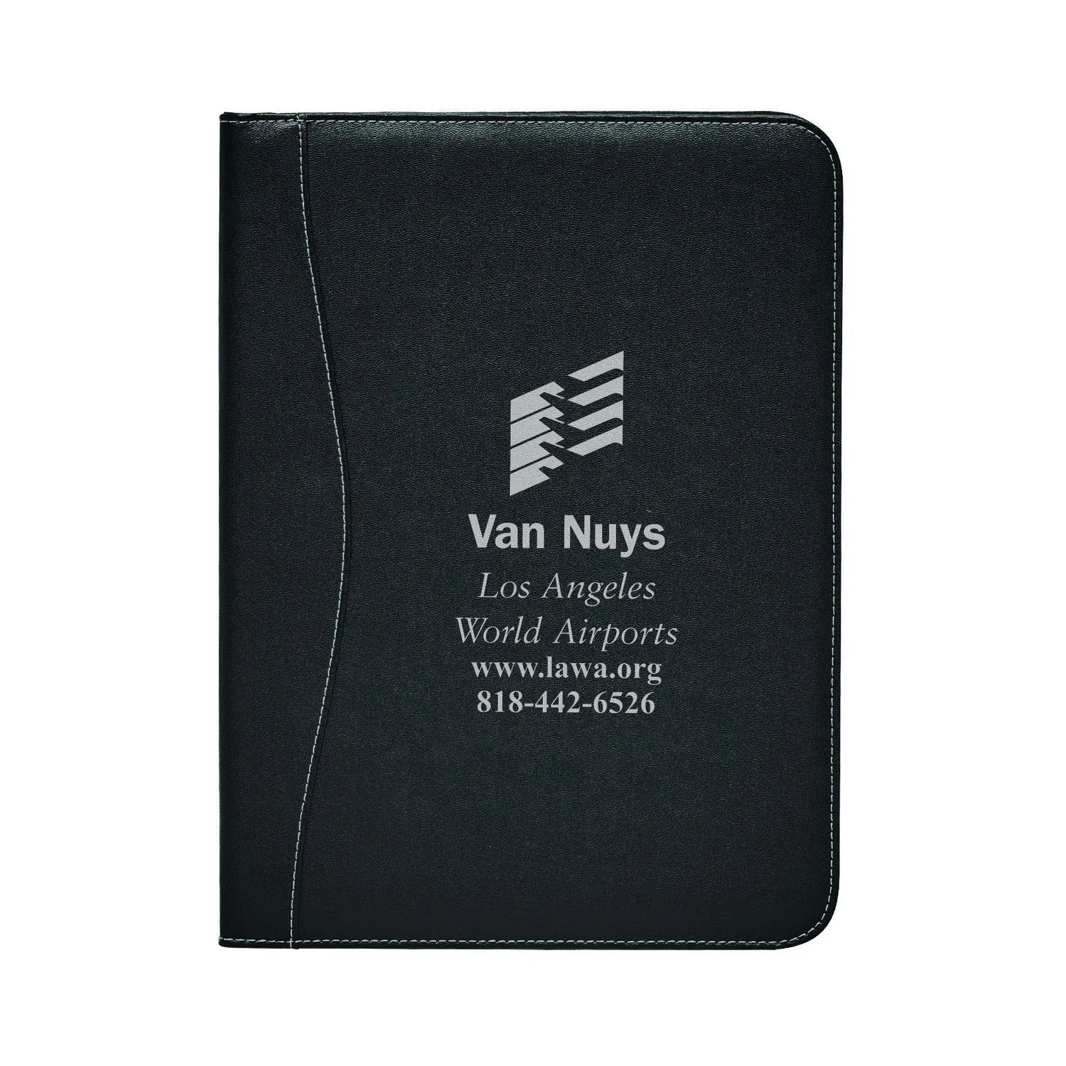 Executive Stitched PVC Standard Size Padfolio — Black — view 2