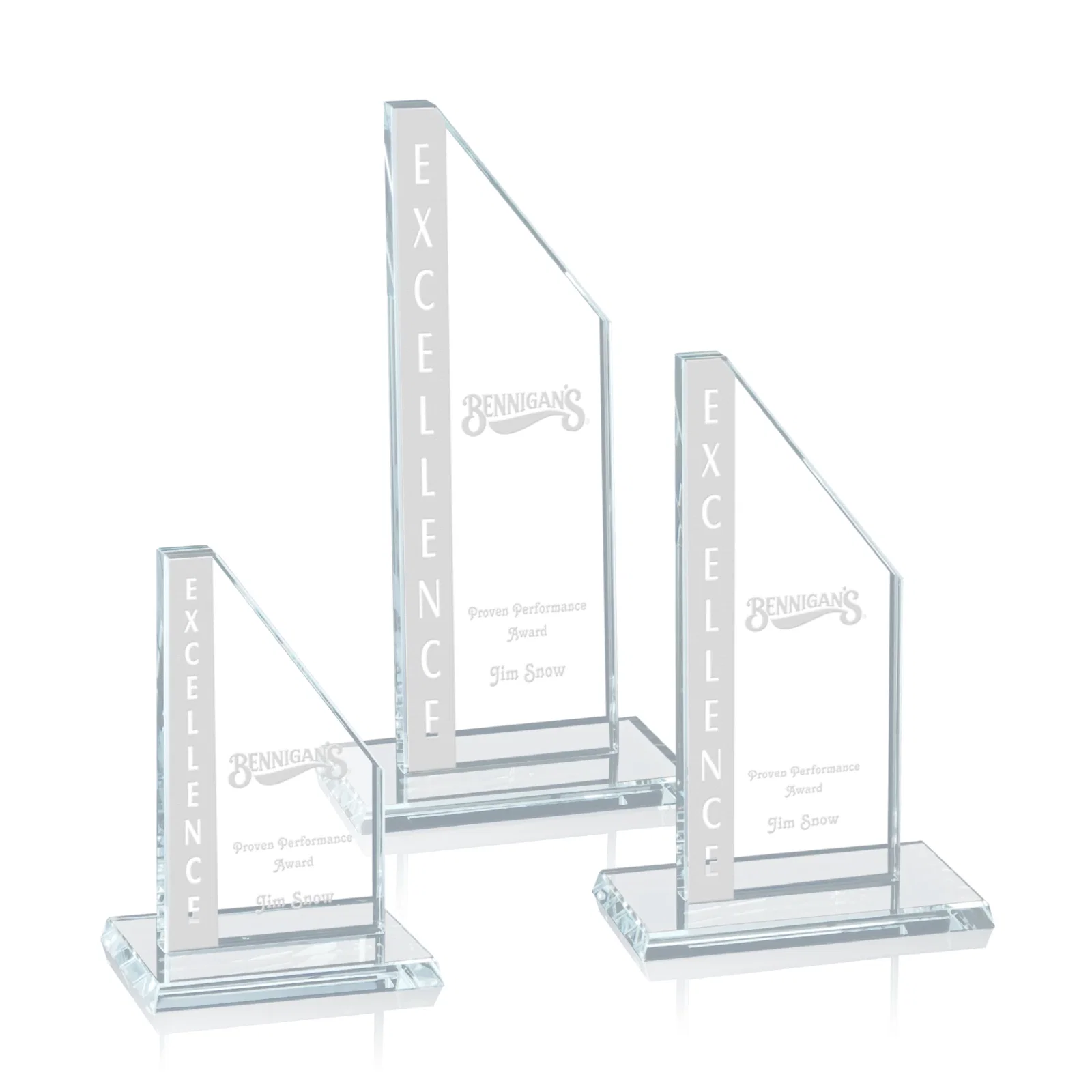 Custom Starfire Crystal Executive Tower With a Clipped Corner for employee recognition