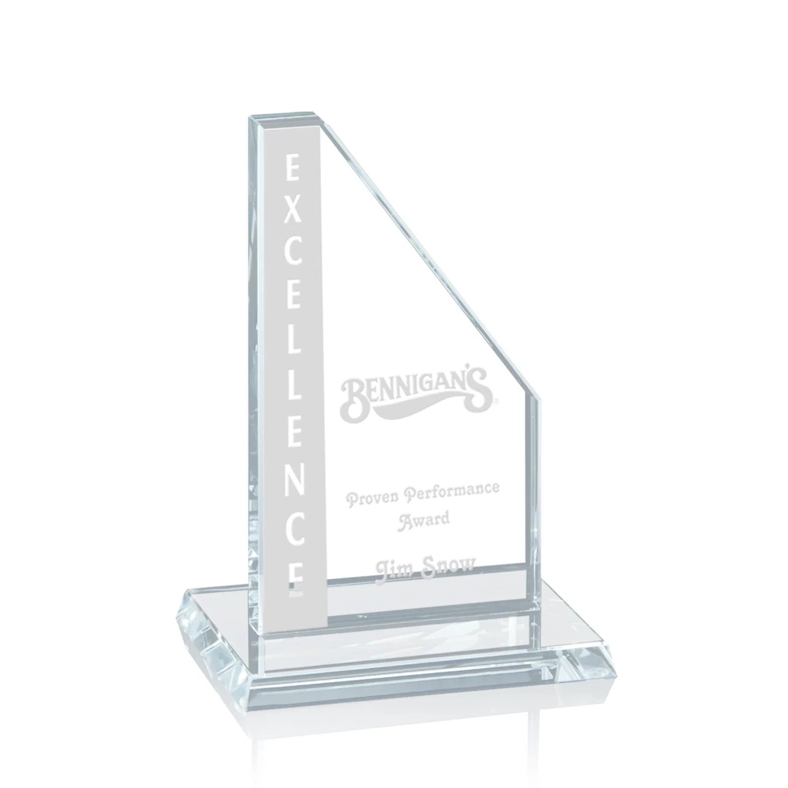 Custom Starfire Crystal Executive Tower With a Clipped Corner for corporate award ceremonies