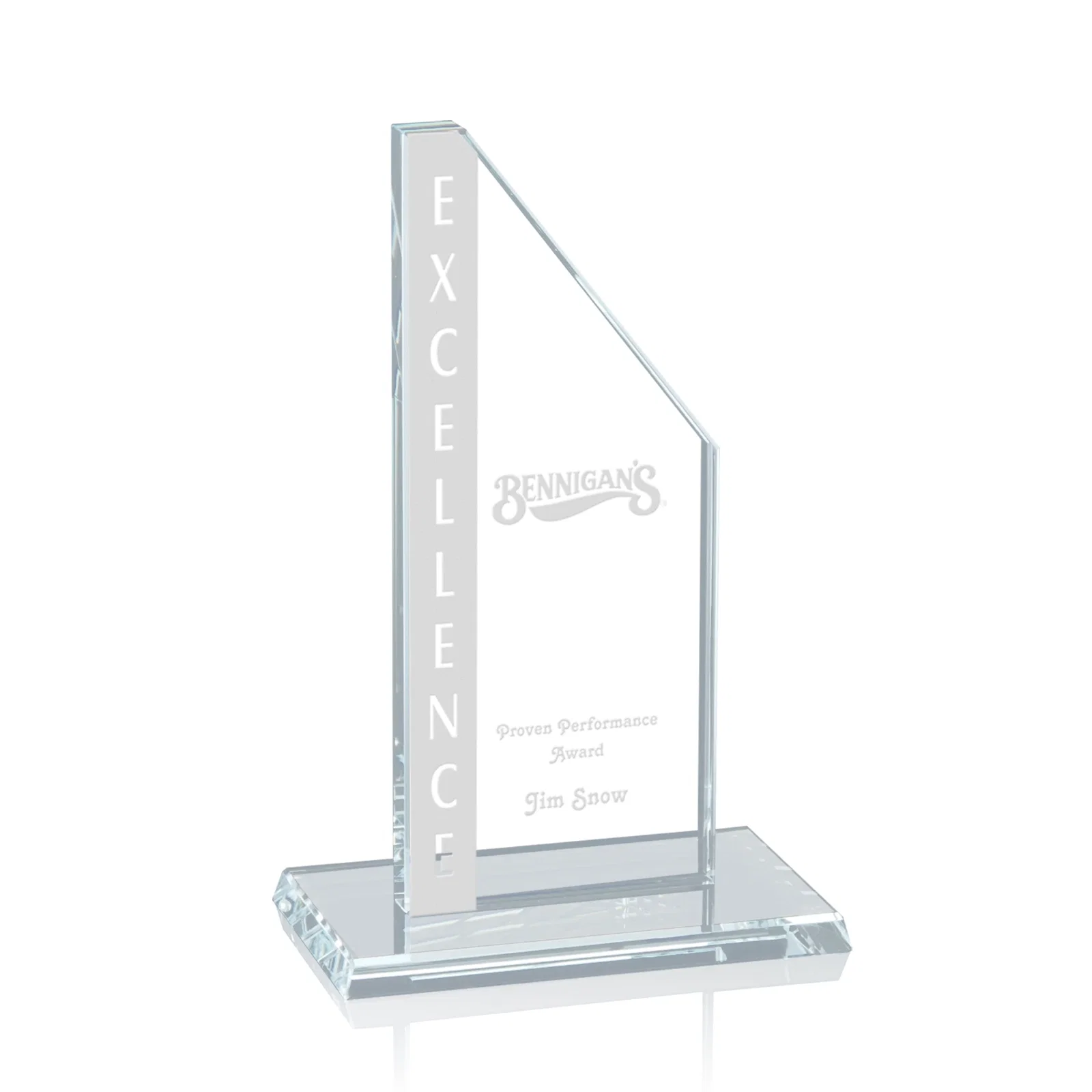 Custom Starfire Crystal Executive Tower With a Clipped Corner for service anniversary gifts