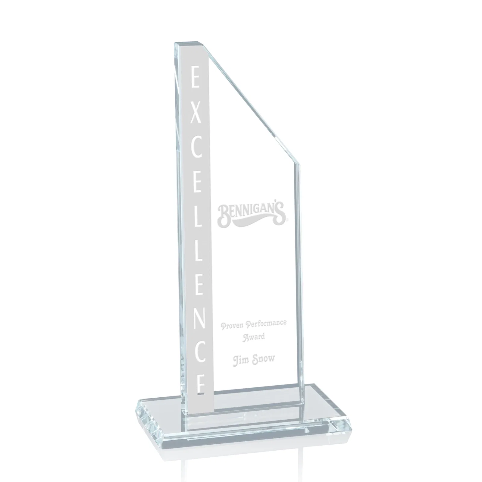 Custom Starfire Crystal Executive Tower With a Clipped Corner for sales achievement awards