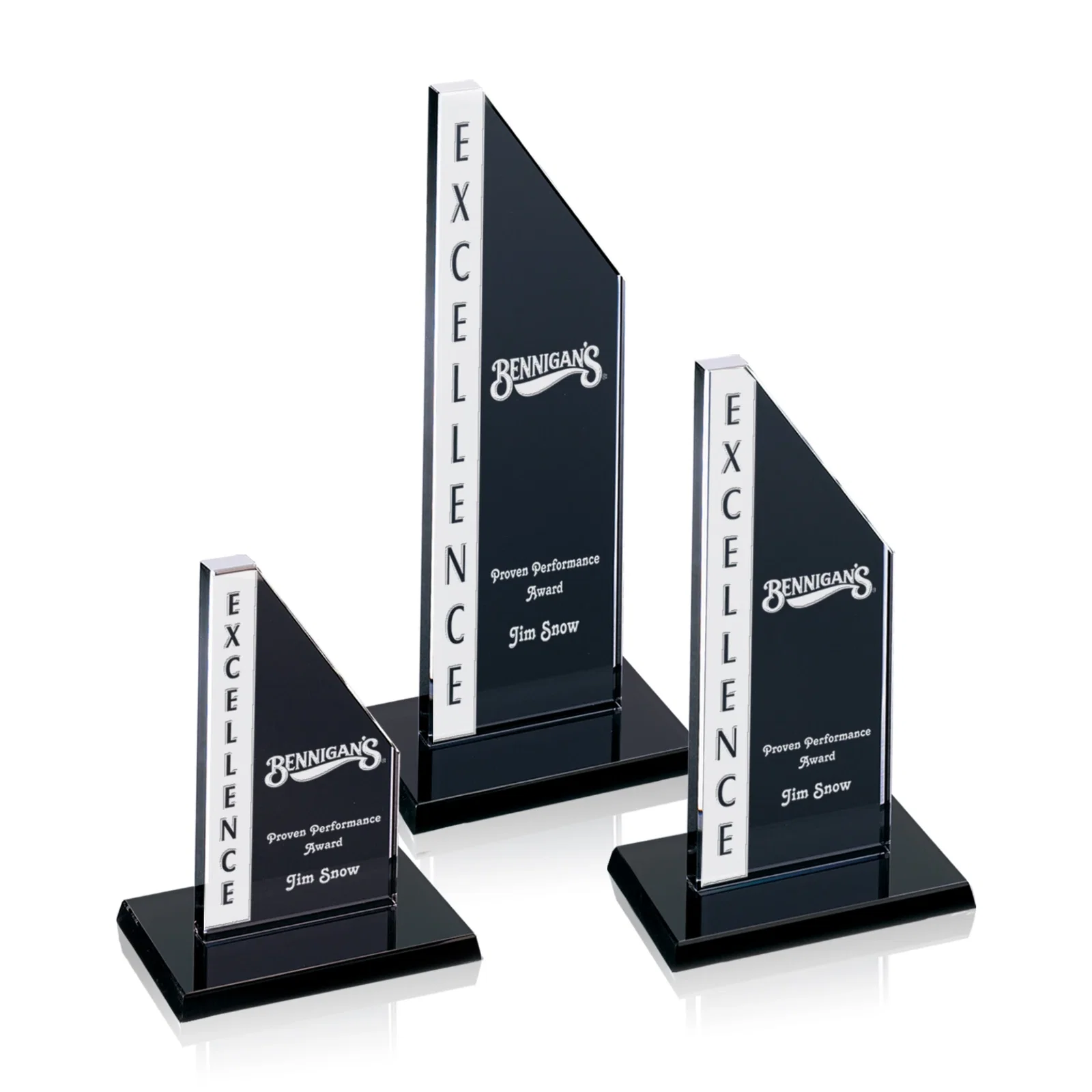 Custom Starfire Crystal Executive Tower With a Clipped Corner for retirement presentations