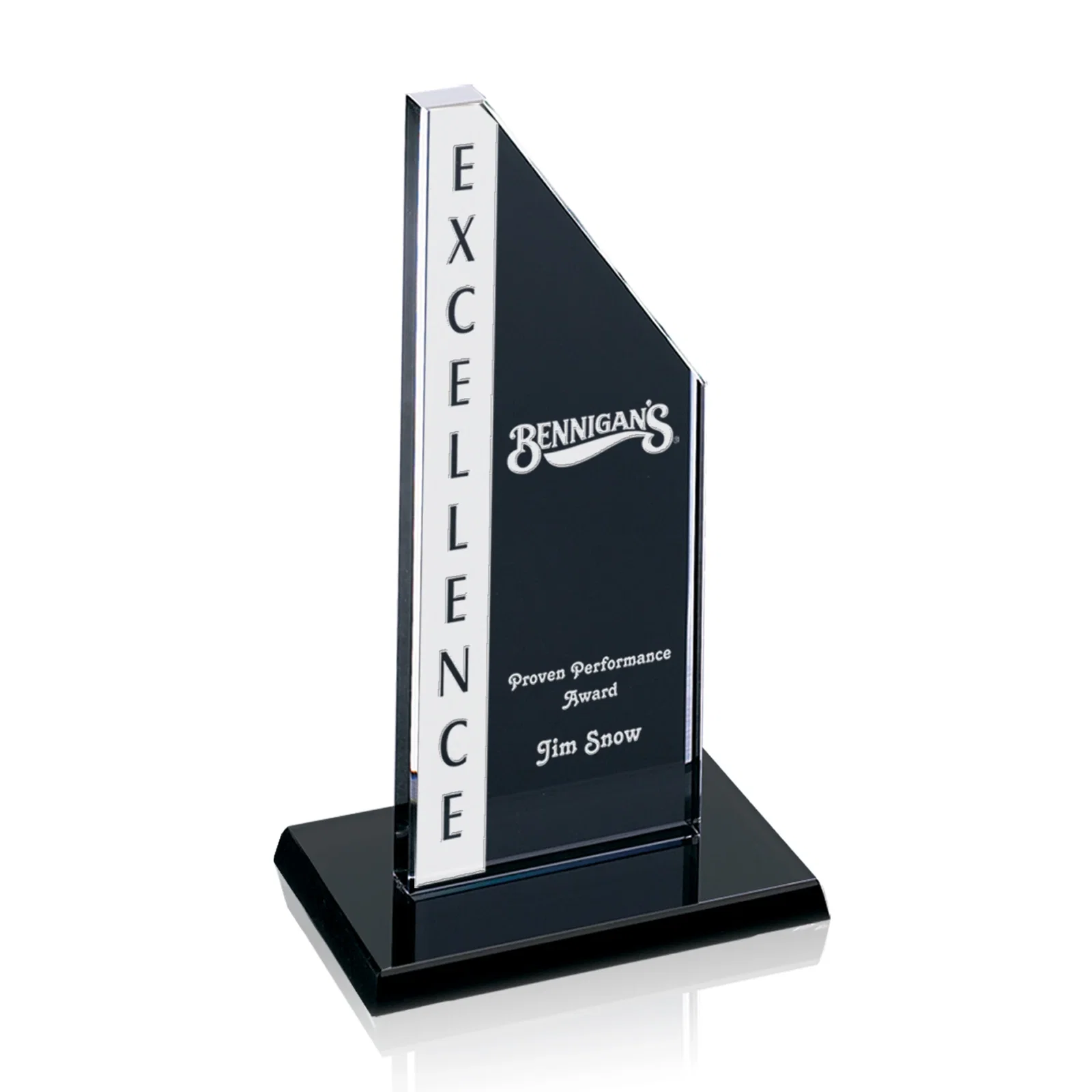 Custom Starfire Crystal Executive Tower With a Clipped Corner for donor appreciation