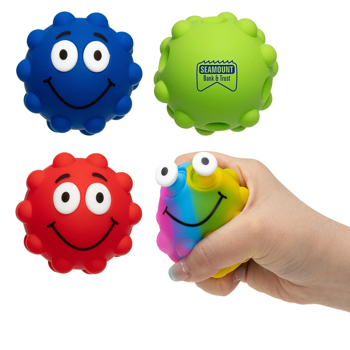 Custom Eye-Popping Push Pop Ball, front view of the branded fidget toy