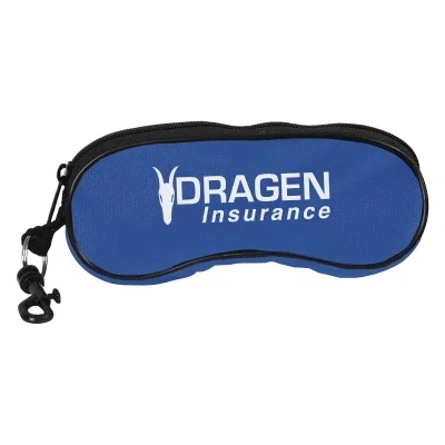 Black eyeglass holder shown closed on a flat surface