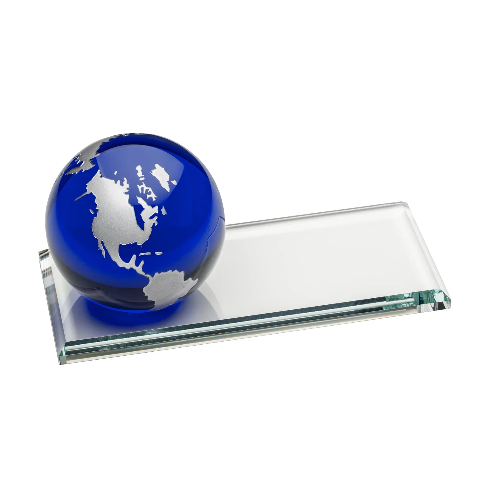Personalized Optical Crystal Globe Award With Mix-and-Match Colors, desk awards for service anniversary gifts