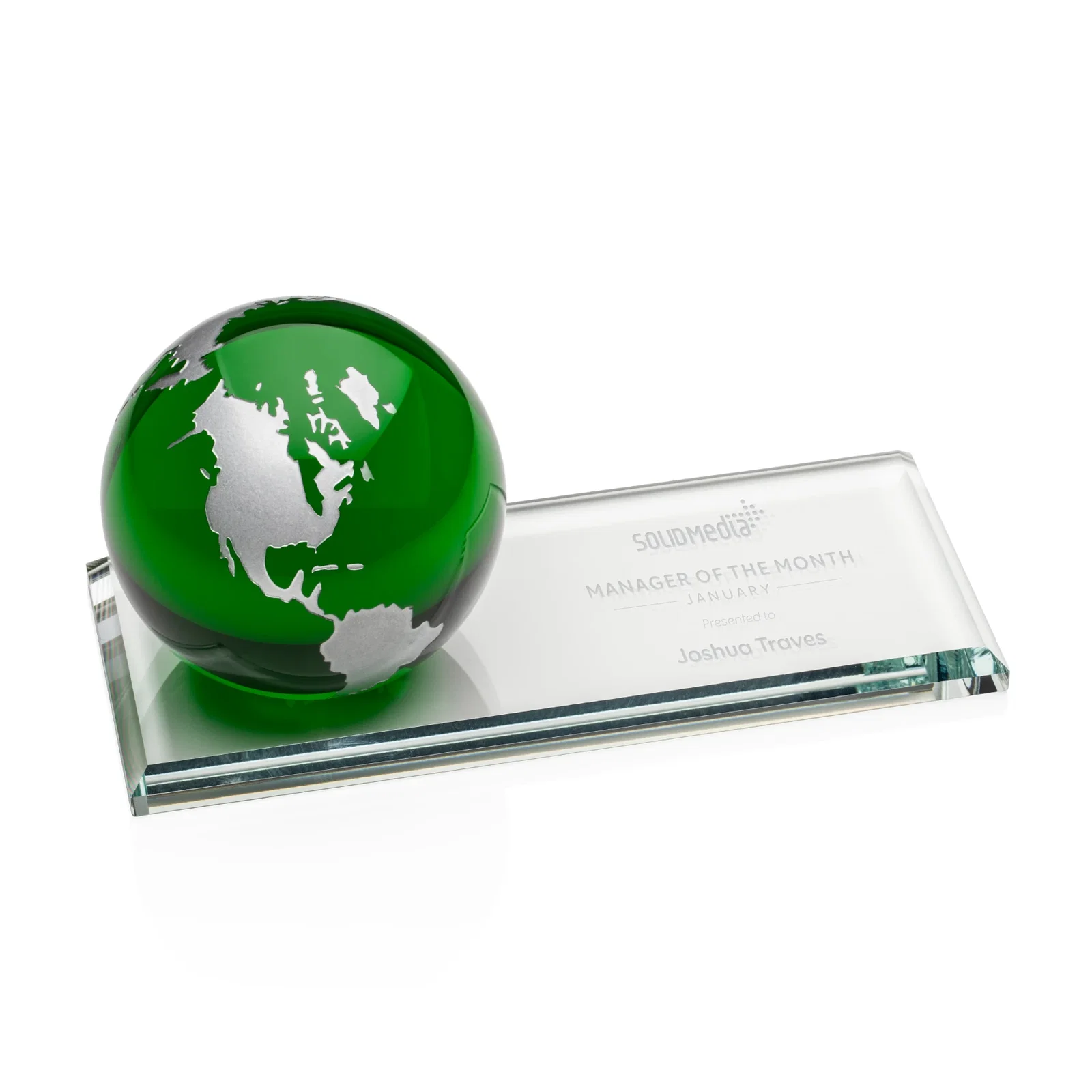 Custom Optical Crystal Globe Award With Mix-and-Match Colors, desk awards for service anniversary gifts