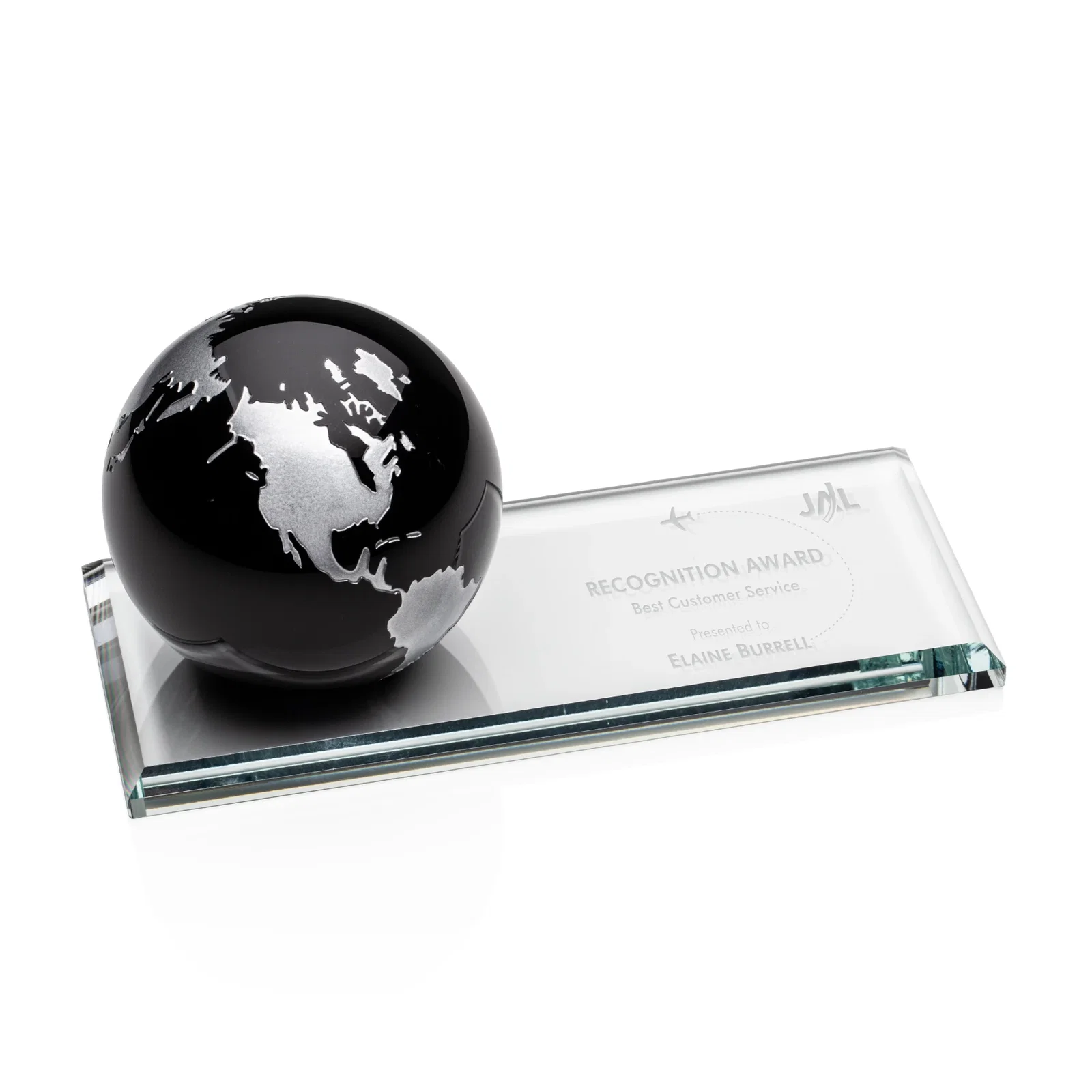 Custom Optical Crystal Globe Award With Mix-and-Match Colors, desk awards for team milestone celebrations