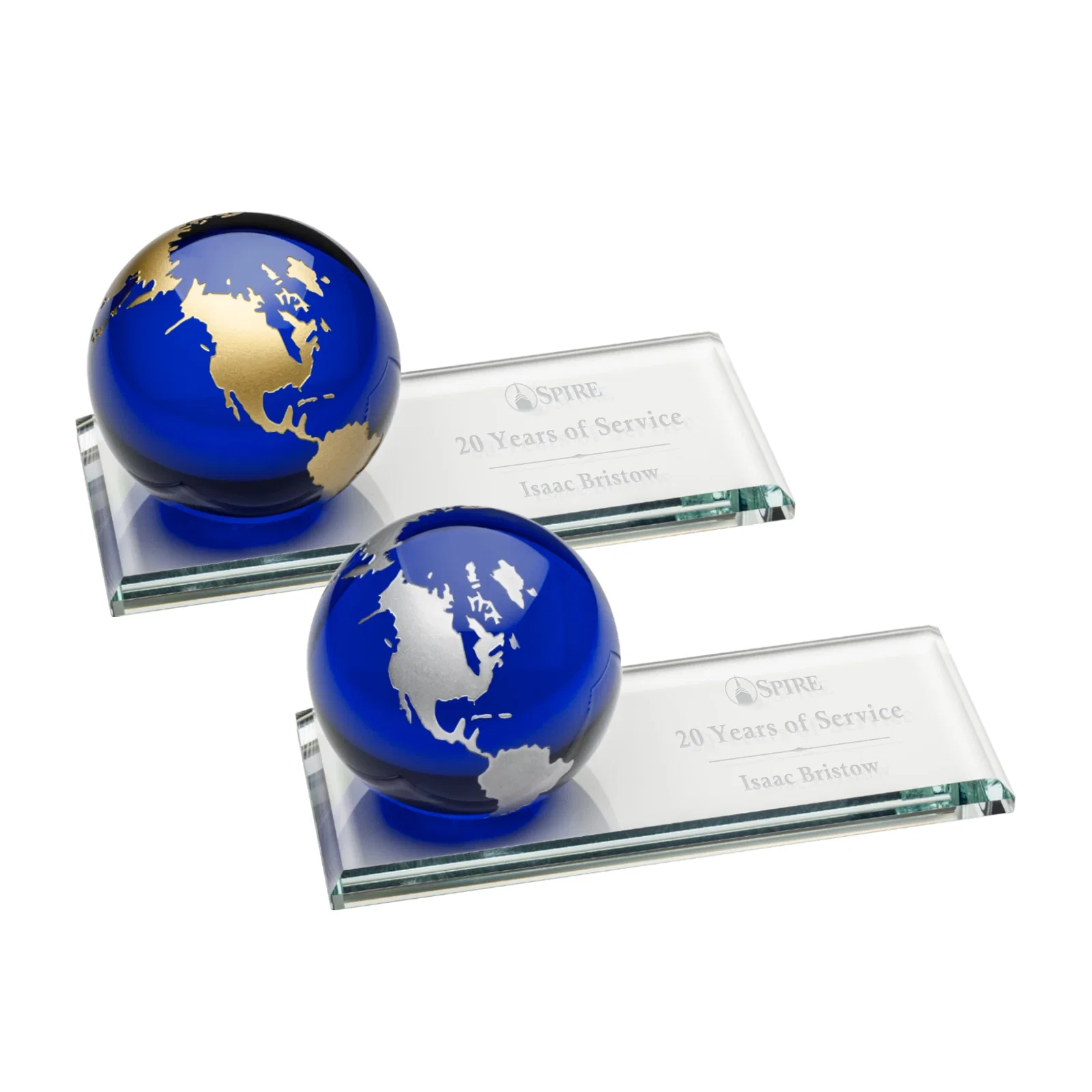 Custom Optical Crystal Globe Award With Mix-and-Match Colors, desk awards for donor appreciation