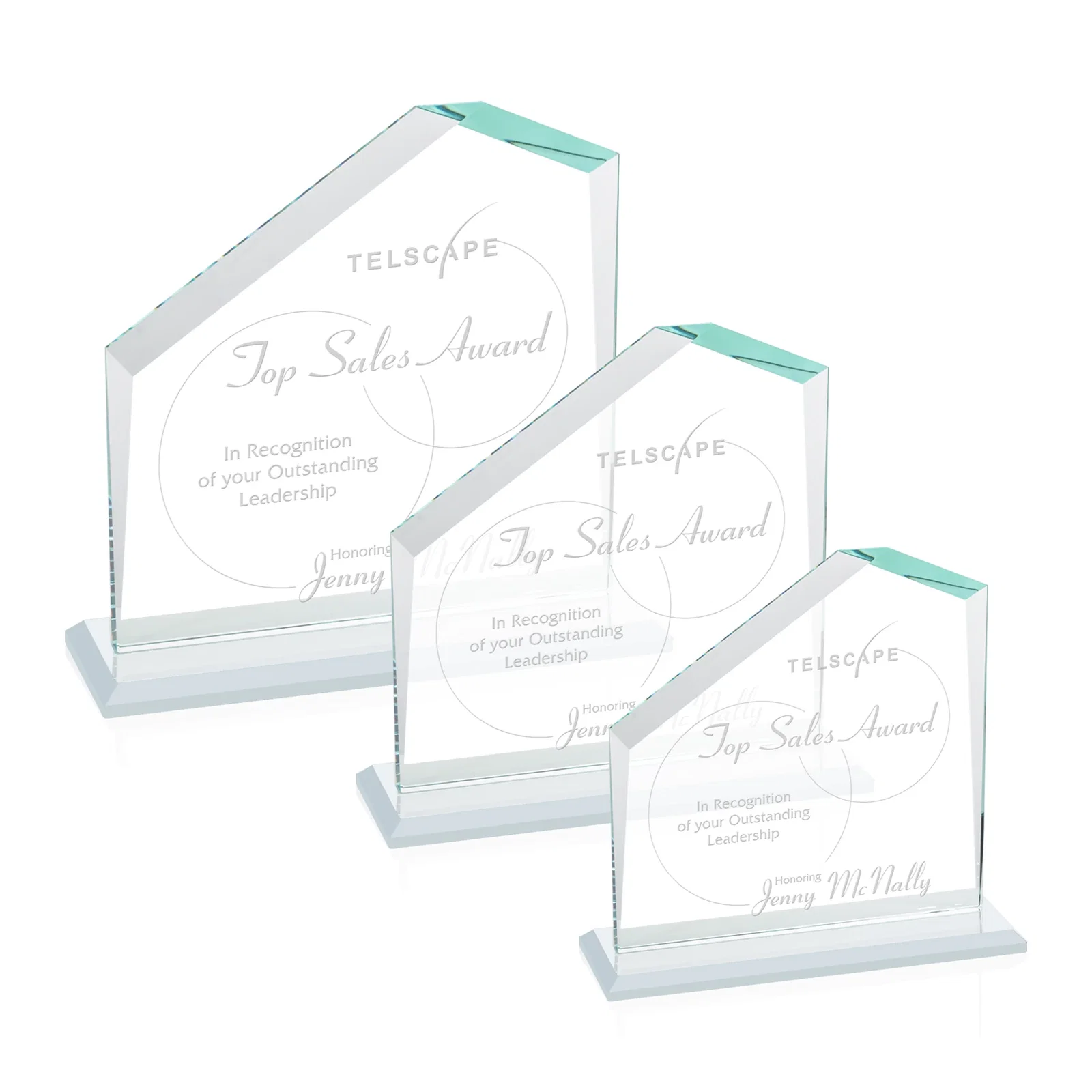 Custom Starfire Crystal Real Estate Award with White Crystal Base for employee recognition