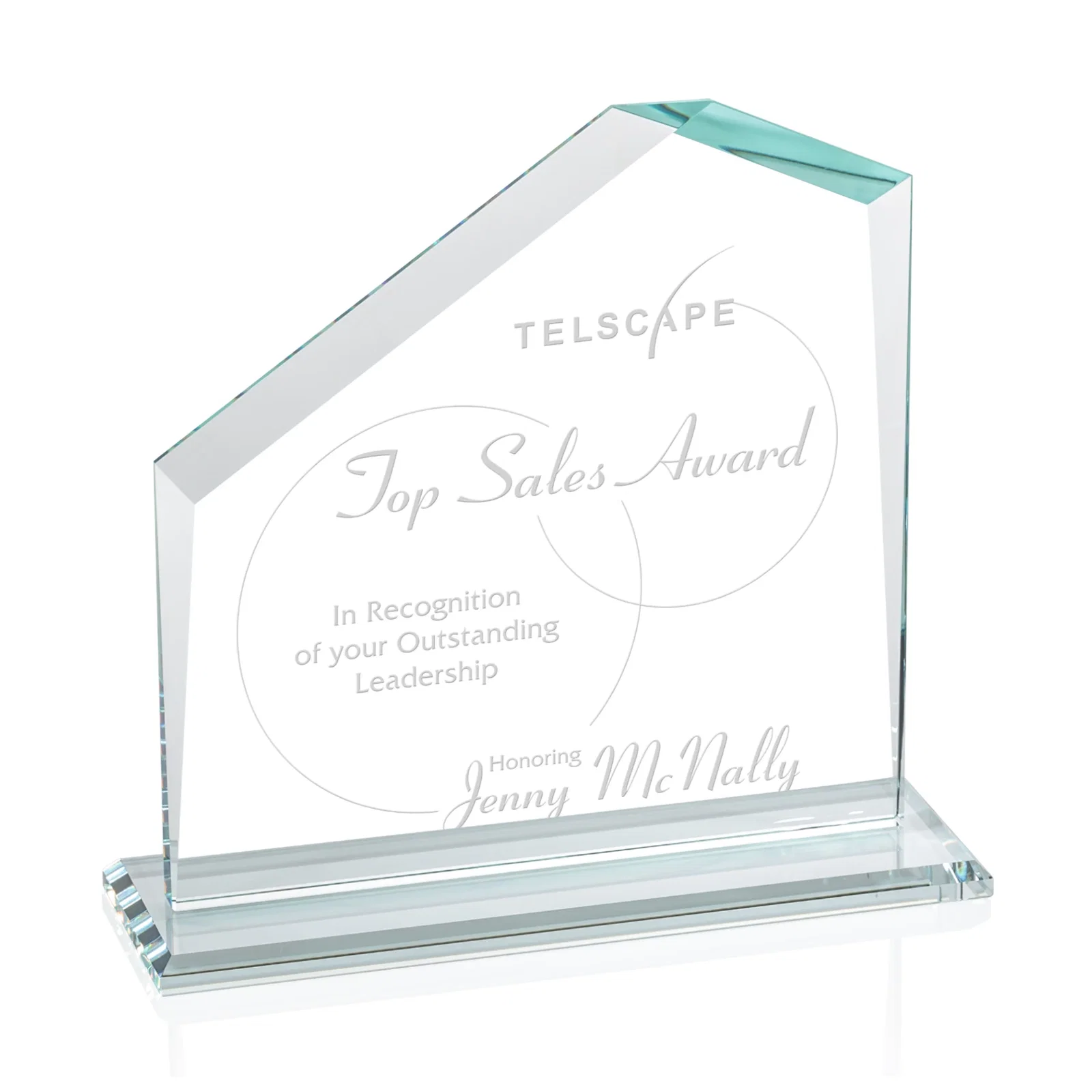 Custom Starfire Crystal Real Estate Award with White Crystal Base for dealer and partner awards