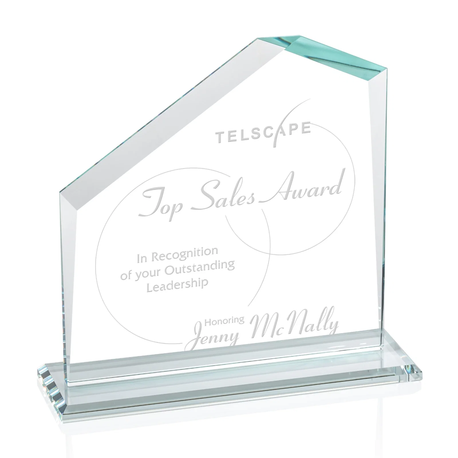 Custom Starfire Crystal Real Estate Award with White Crystal Base for company anniversary events