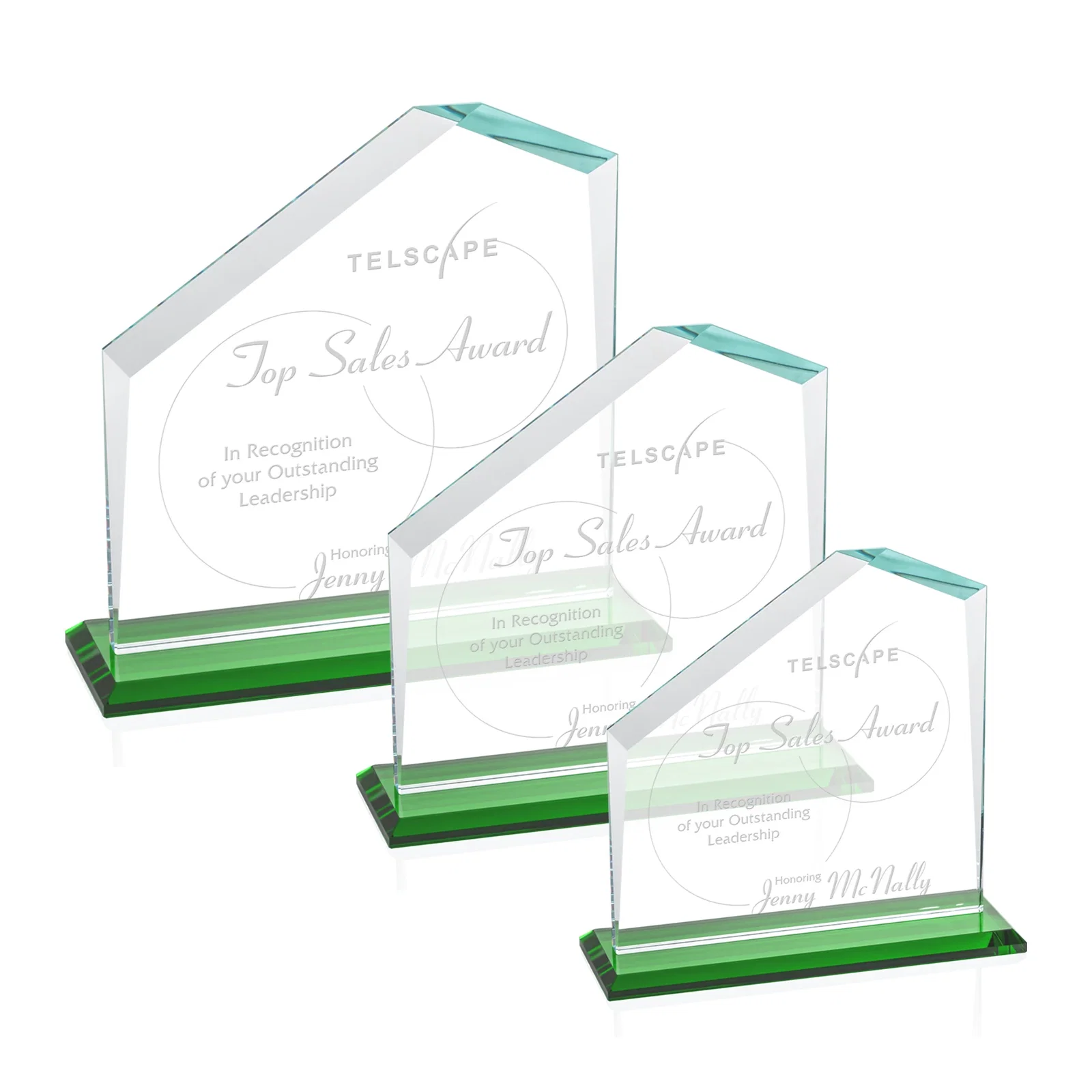 Personalized Starfire Crystal Real Estate Award with White Crystal Base for retirement presentations