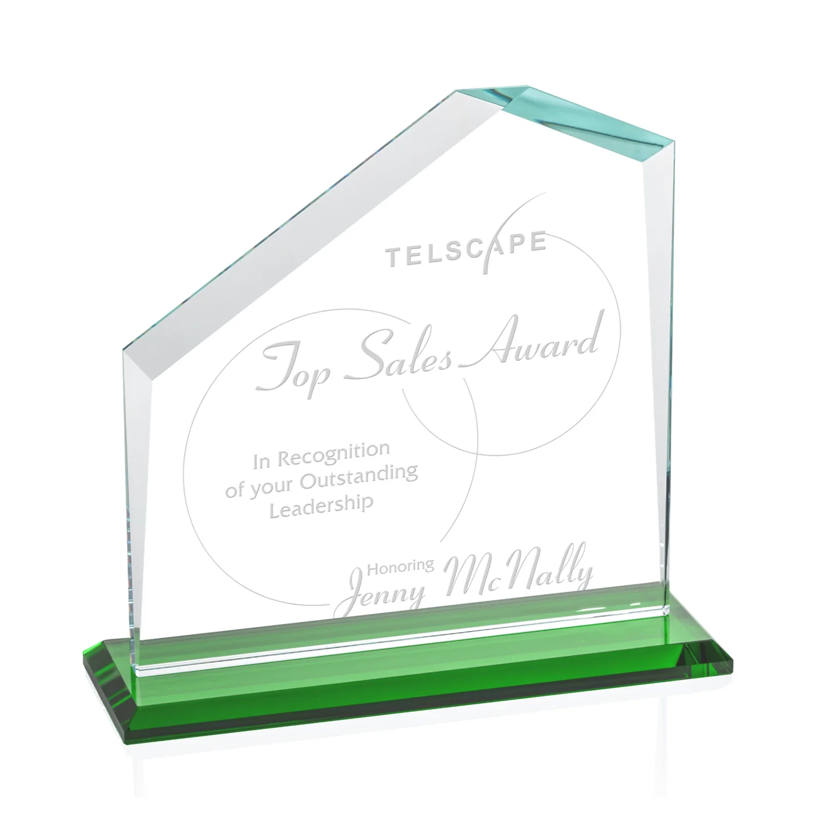 Personalized Starfire Crystal Real Estate Award with White Crystal Base for team milestone celebrations