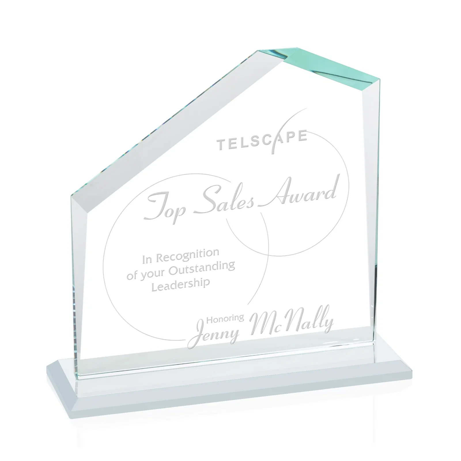 Custom Starfire Crystal Real Estate Award with White Crystal Base for corporate award ceremonies