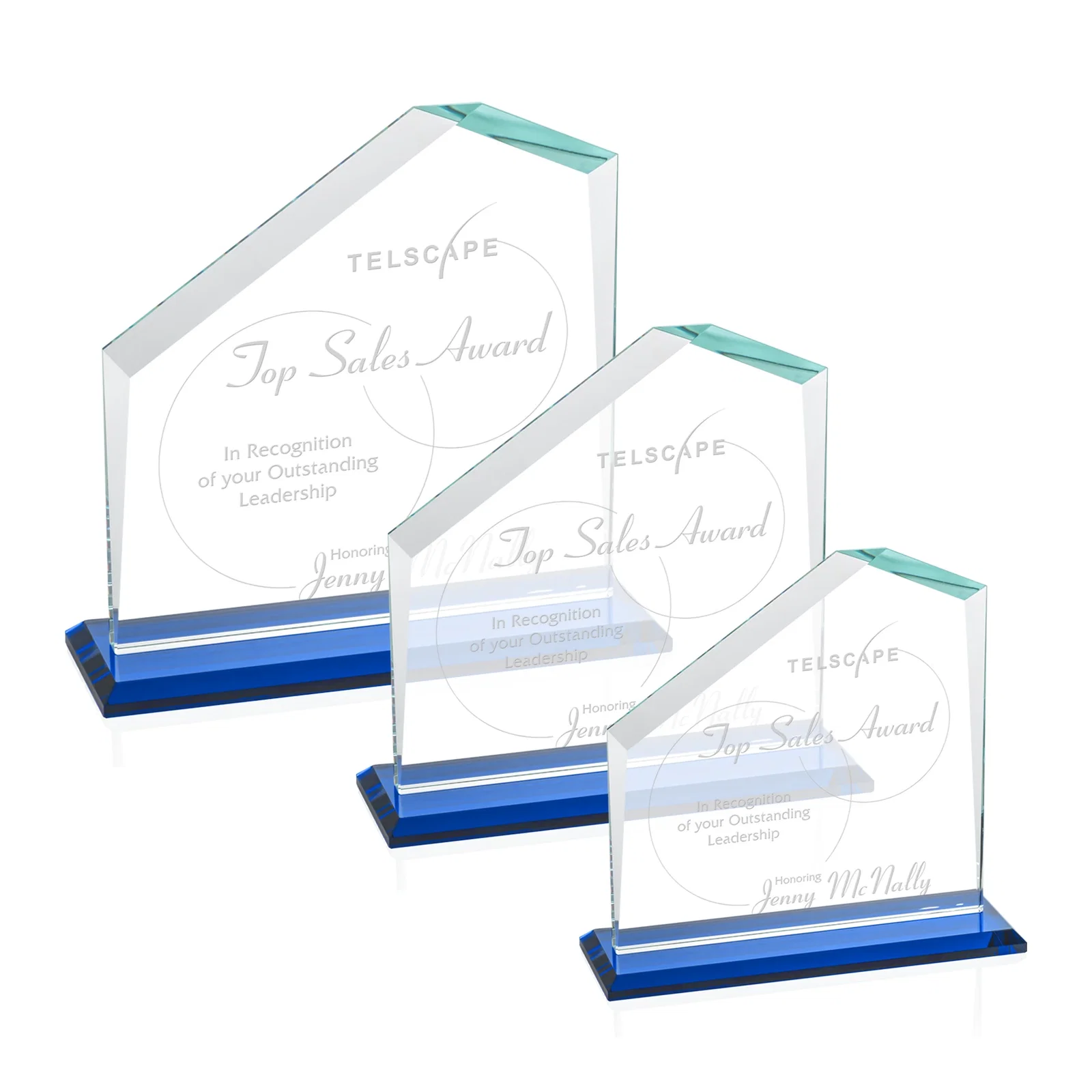 Personalized Starfire Crystal Real Estate Award with White Crystal Base for safety achievement programs